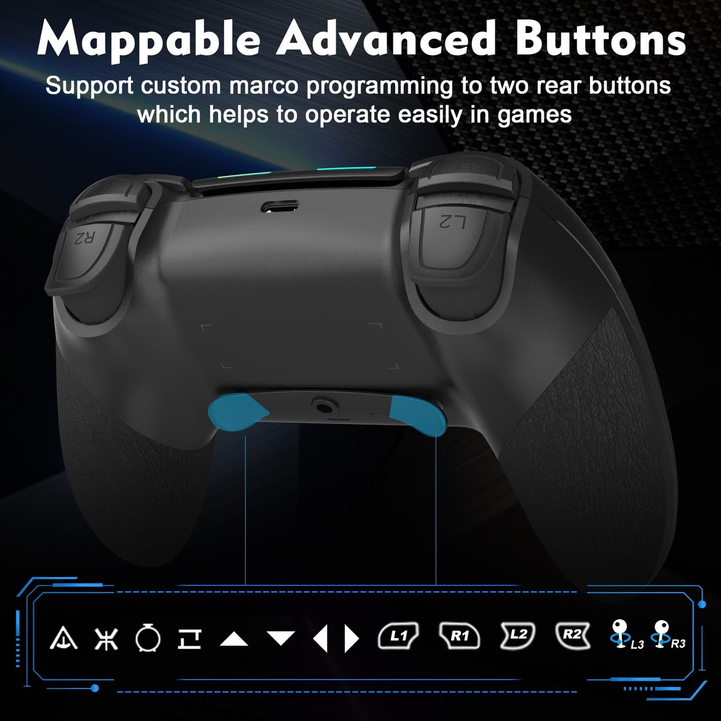 Shiptree Wireless Controller für PS-4, Game Controller Kompatibel mit PS-4/Slim/Pro mit 2 Programmierbaren Tasten, Gamepad mit Trubo/Dual Vibration/6-Achsen Gyro Sensor/Touchpanel/Audio Jack - Weiß