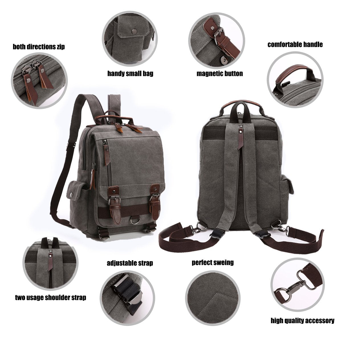 LOSMILE Vintage Canvas Backpack for Men & Women