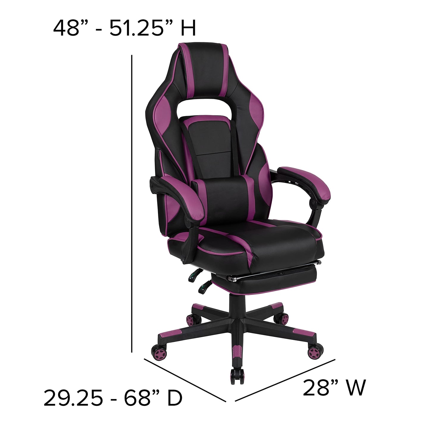 Flash Furniture X30 Gaming-Stuhl, ergonomischer Bürostuhl für PC- und Gaming-Setups, verstellbarer Rennsport-Stuhl mit vollständig verstellbarer Rückenunterstützung, schwarz mit weißer Verzierung