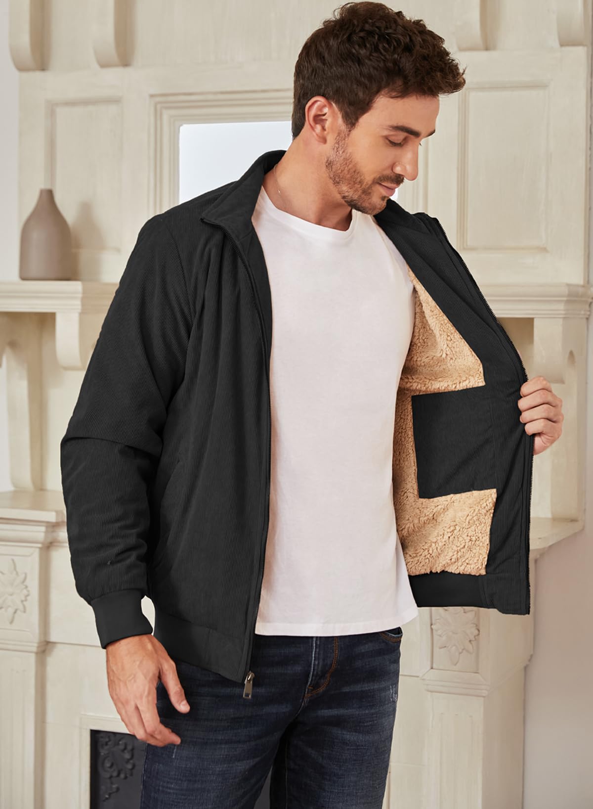 Men’s Corduroy Jacket – Fleece-Lined Winter Coat