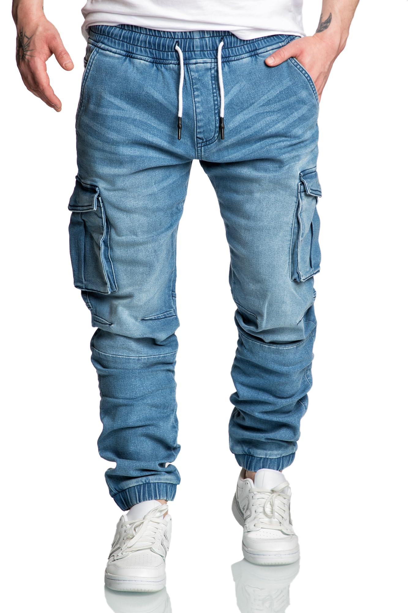 Amaci&Sons Men’s Cargo Sweat Jeans