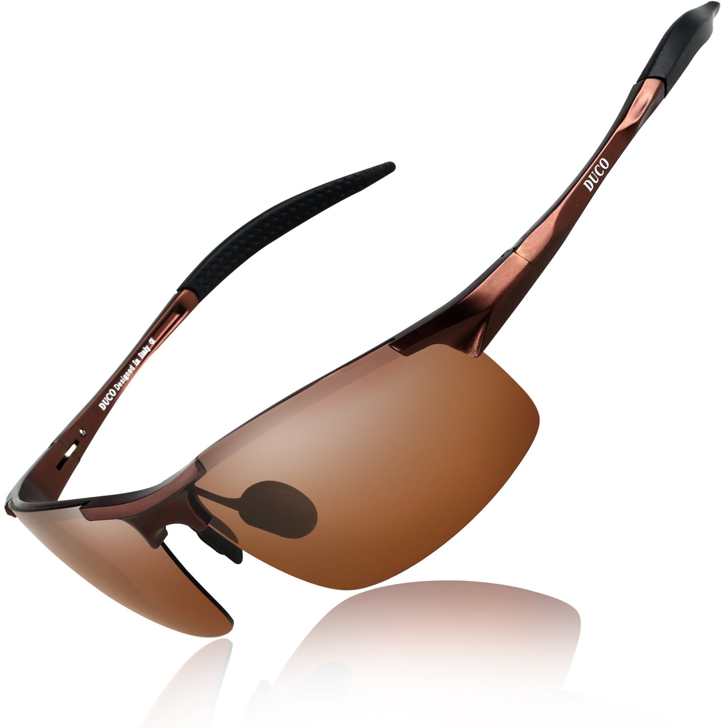 DUCO Herren Sportbrille Polarisierte Sonnenbrille Fahrerbrille Ultraleichte Al-Mg Metallrahmen UV400-Schutz Männer Sonnenbrillen 8177S