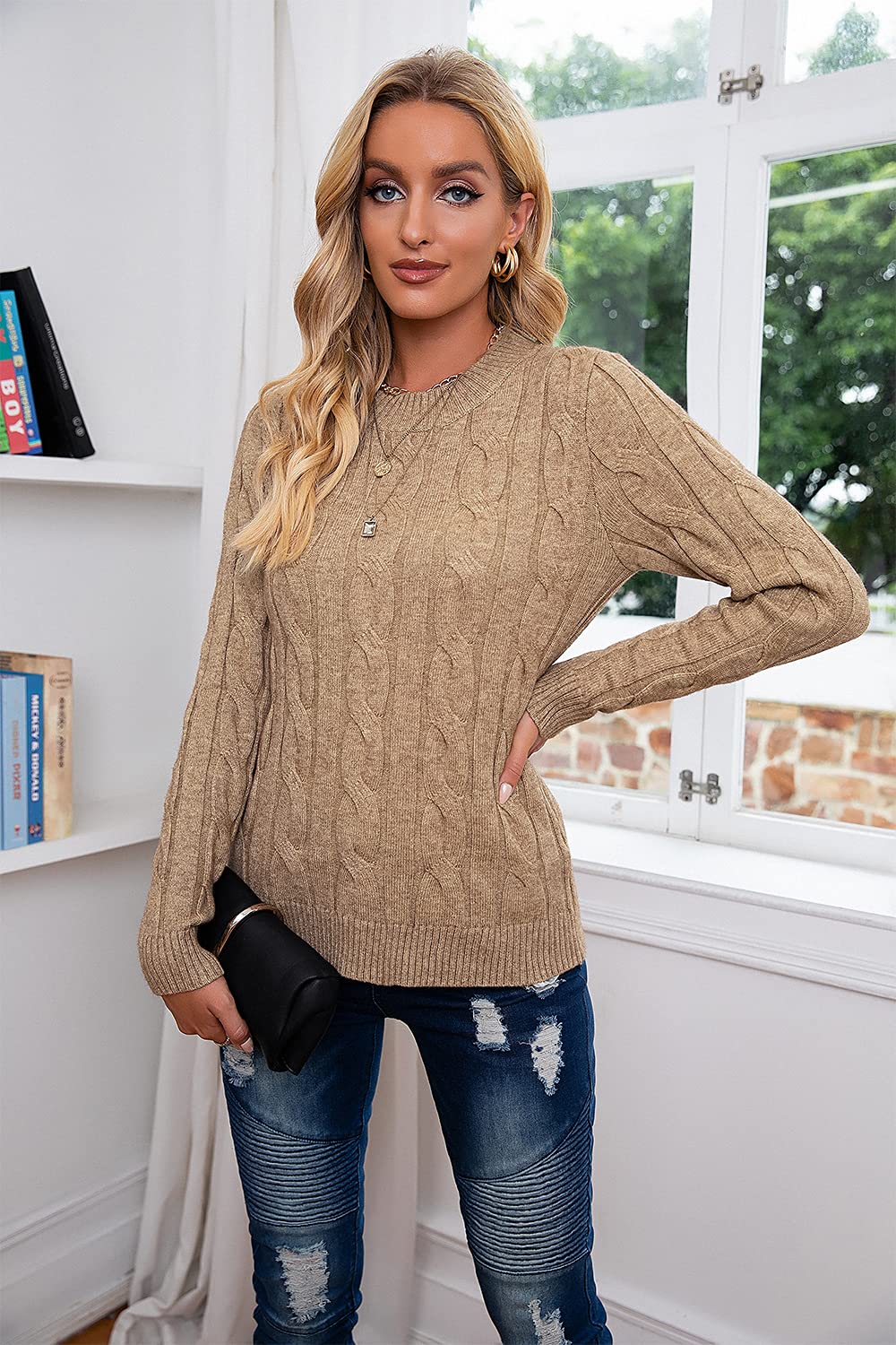 Women’s Casual Knit Sweater – Loose Fit Pullover