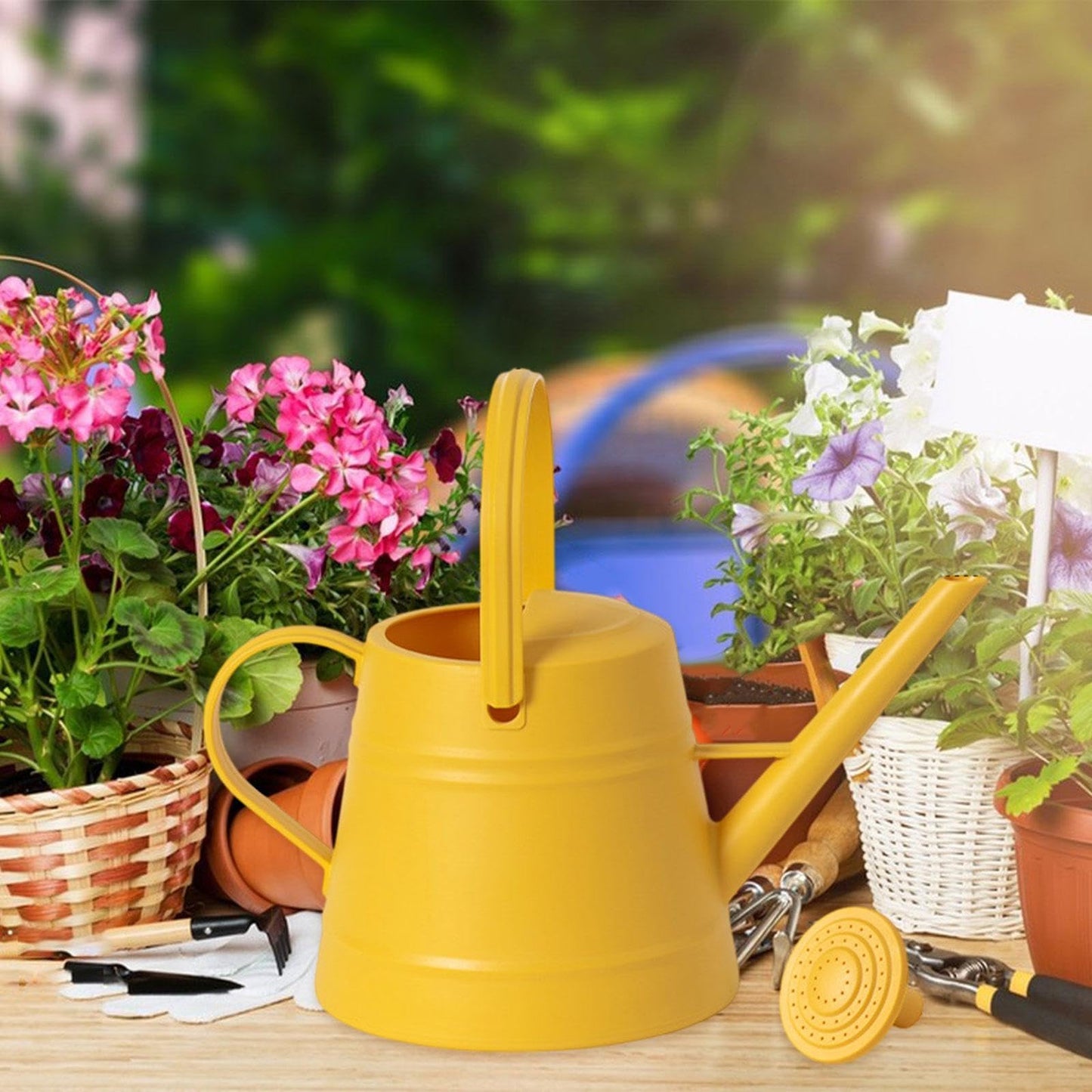 Sharplace Gießkanne Gartengießkanne Blumengießkanne Pflanzengießer aus Kunststoff mit abnehmbarem Zerstäuber und langem Auslauf Ideal für die Gartenbewässerung zu Hause