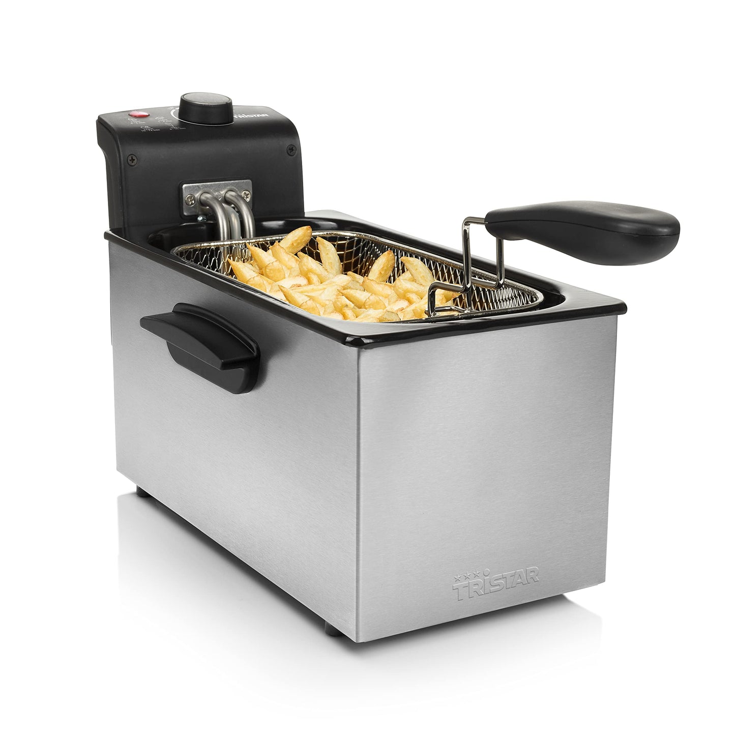 Tristar Fritteuse, 3L Kapazität, 2000 W, Cool Zone Technologie, Edelstahl, Einstellbares Thermostat, Leicht zu Reinigen, Abnehmbare Teile, FR-9325, Silver, NEU