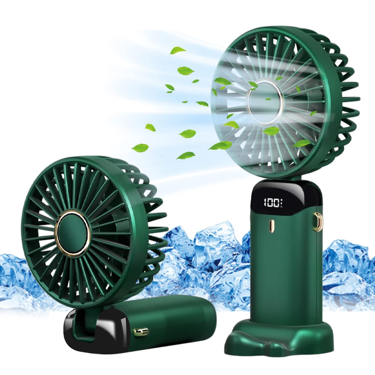 Jsdoin Handventilator, Tragbarer Mini Ventilator, Wiederaufladbar, Kleiner Taschenventilator Mit 5 Geschwindigkeitsstufen, Faltbarer USB-Ventilator für Büro, Outdoor (Dunkelblau)