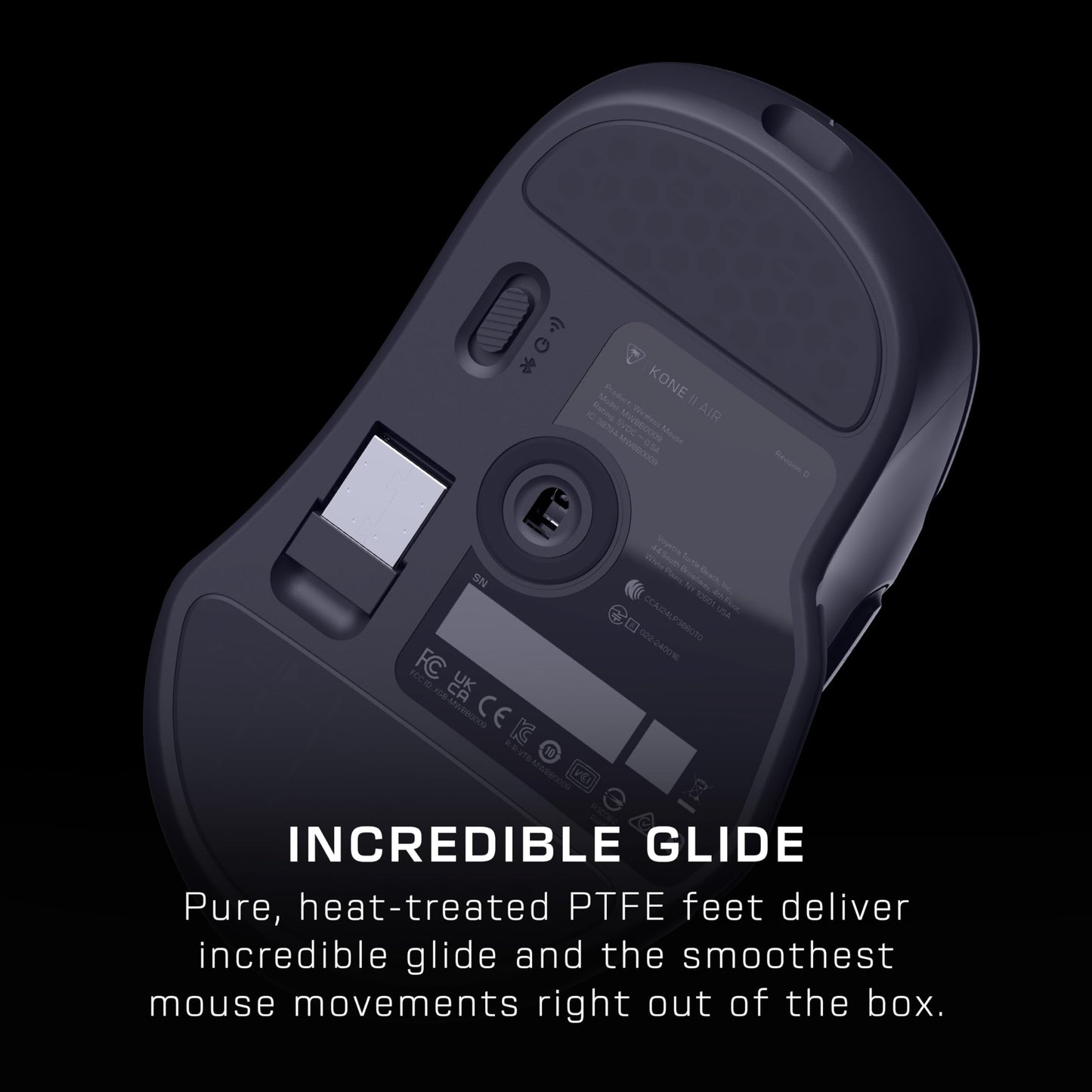 Turtle Beach Kone II Air – Kabellose, ergonomische RGB-Gaming-Maus, 350-Stunden-Akku, optischer 26K DPI Sensor, 21 programmierbare Funktionen, 4D-Free-Spin-Scroll-Rad, Schwarz