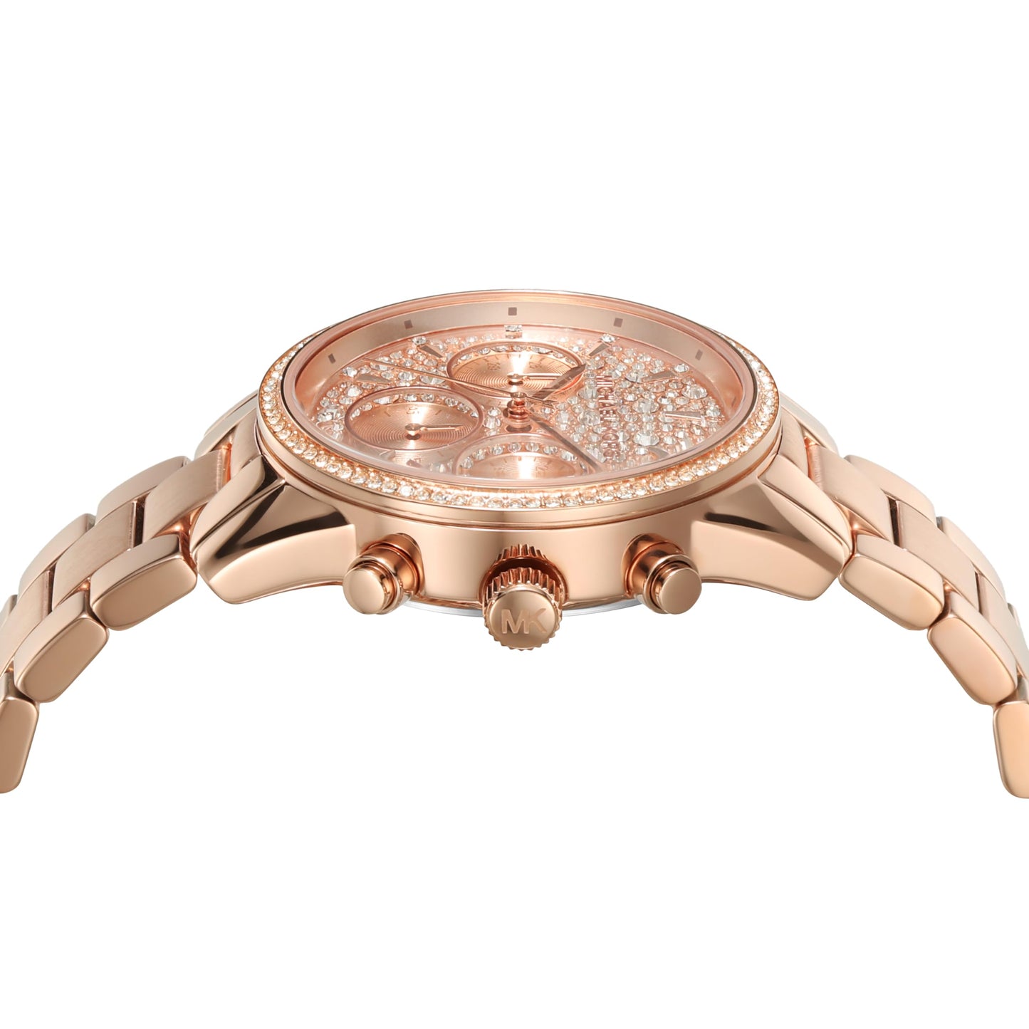Michael Kors ladies' watch Ritz, 37 mm case size, quartz chronograph movement, stainless steel bracelet