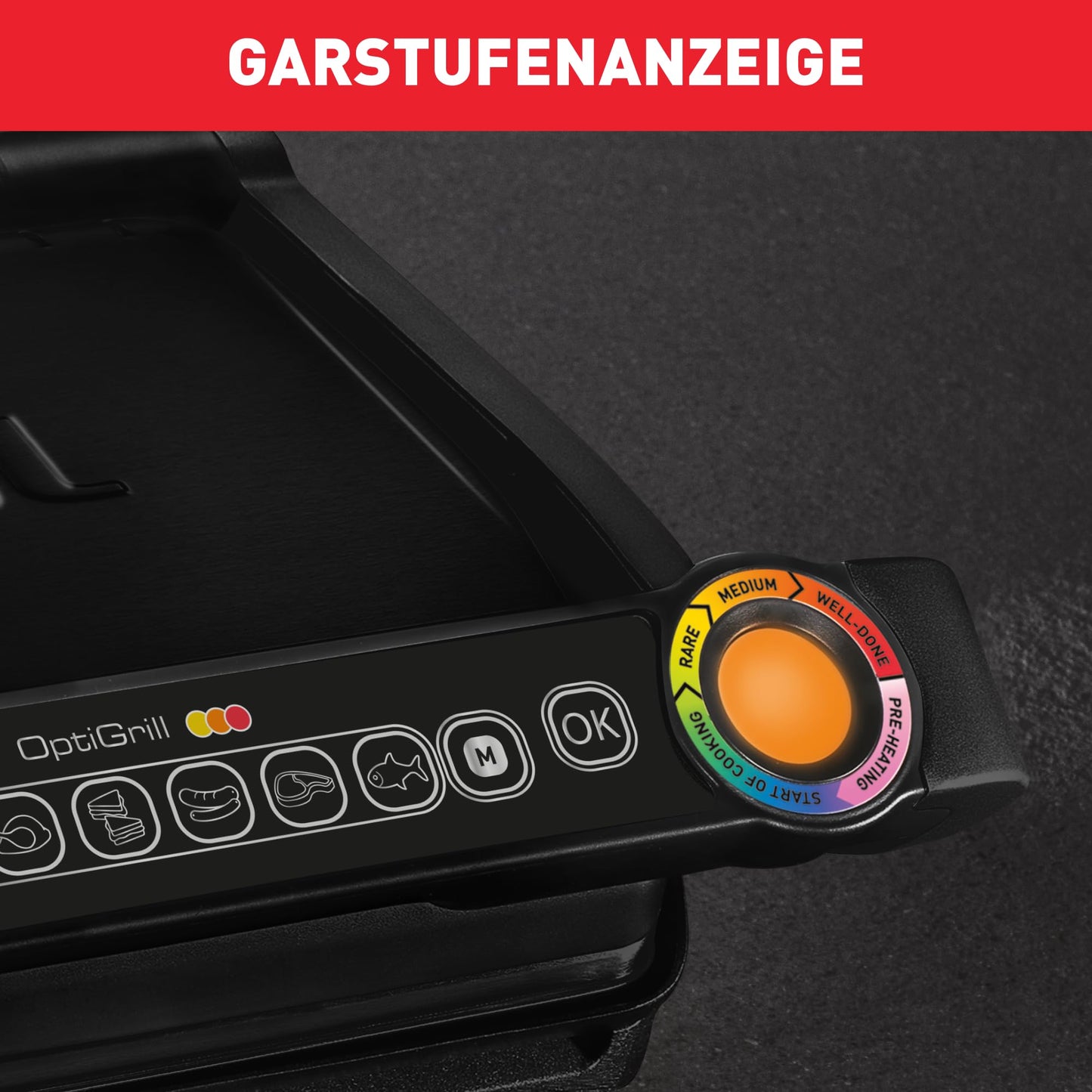 Tefal OptiGrill contact grill, 6 programs, cooking level indicator, removable plates, manual mode, electric grill, black, GC705816