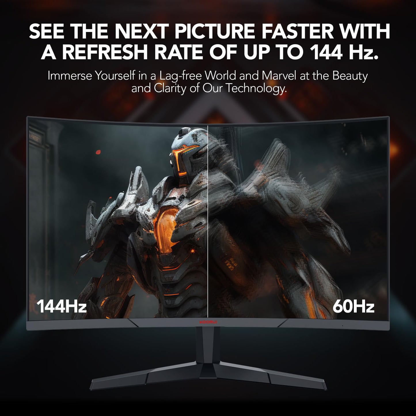 KOORUI 24 Zoll Curved Gaming Monitor, FHD 1080p, 1ms Reaktionszeit,180Hz Bildwiederholraten, HDMI 2.0/DP 1.2, 250cd/m² Helligkeit