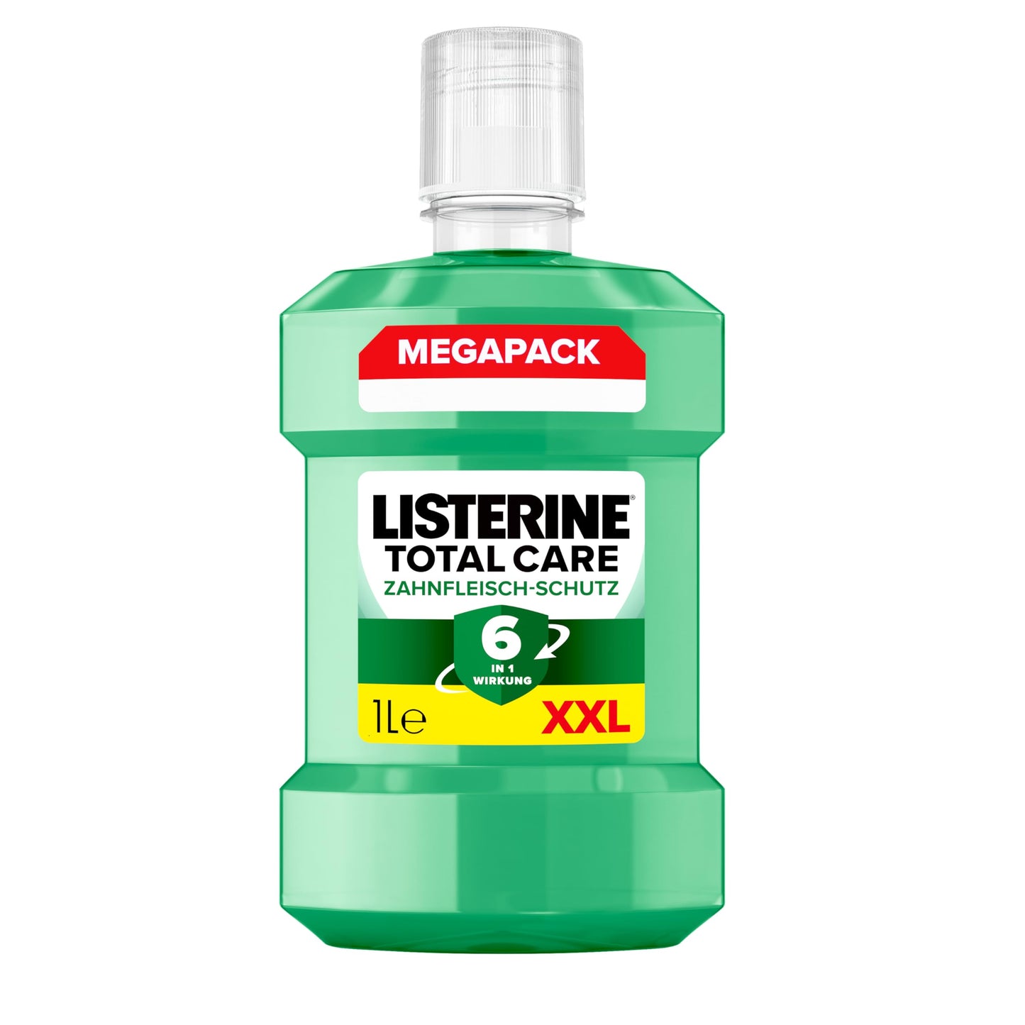 LISTERINE Total Care Zahnfleisch-Schutz (6 x 500 ml), antibakterielle Mundspülung mit Fluorid für gesundes Zahnfleisch, Zahnpflege Mundwasser reduziert Zahnbelag mit 6 in 1 Wirkung