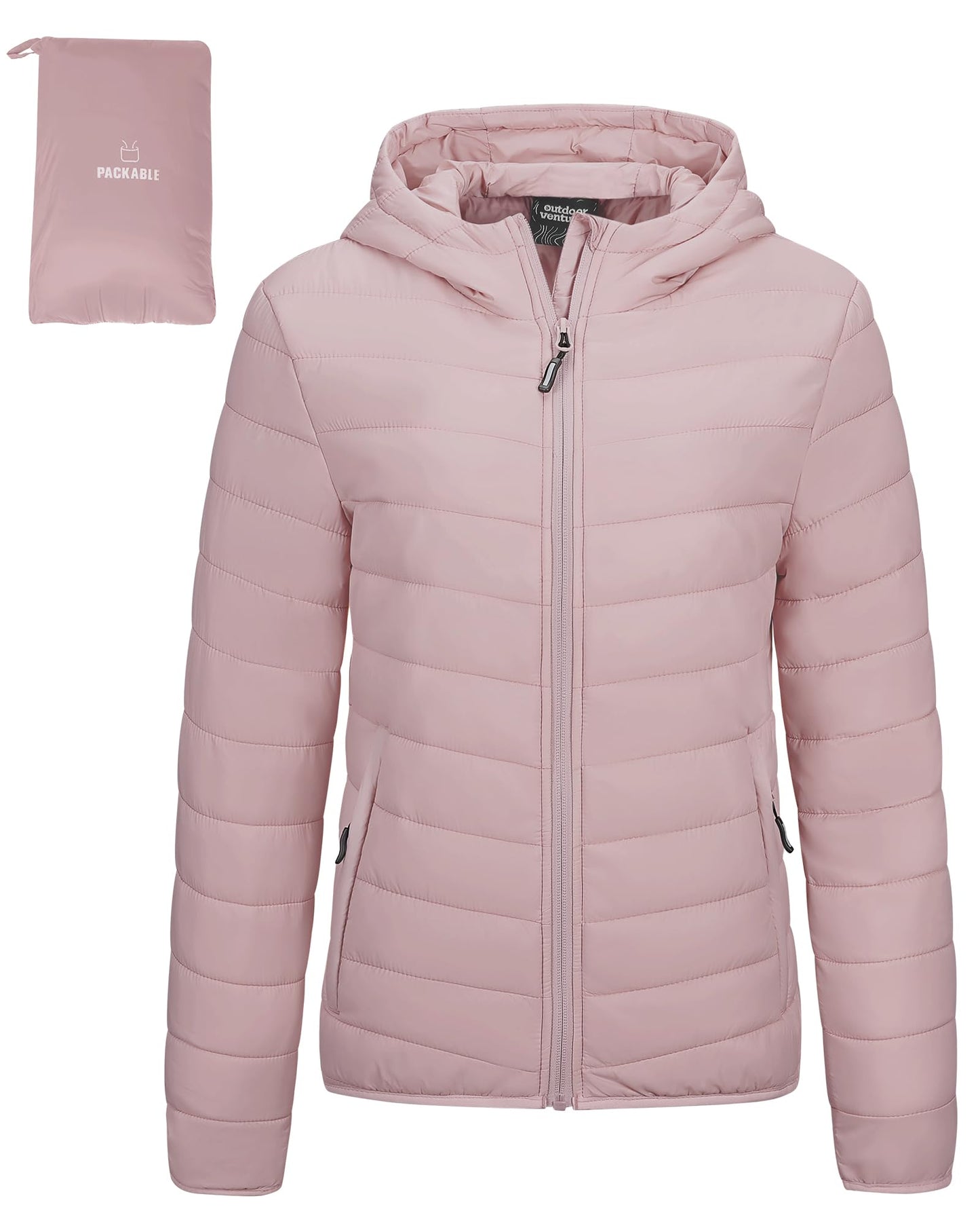 Outdoor Ventures Women’s Lightweight Hooded Puffer Jacket