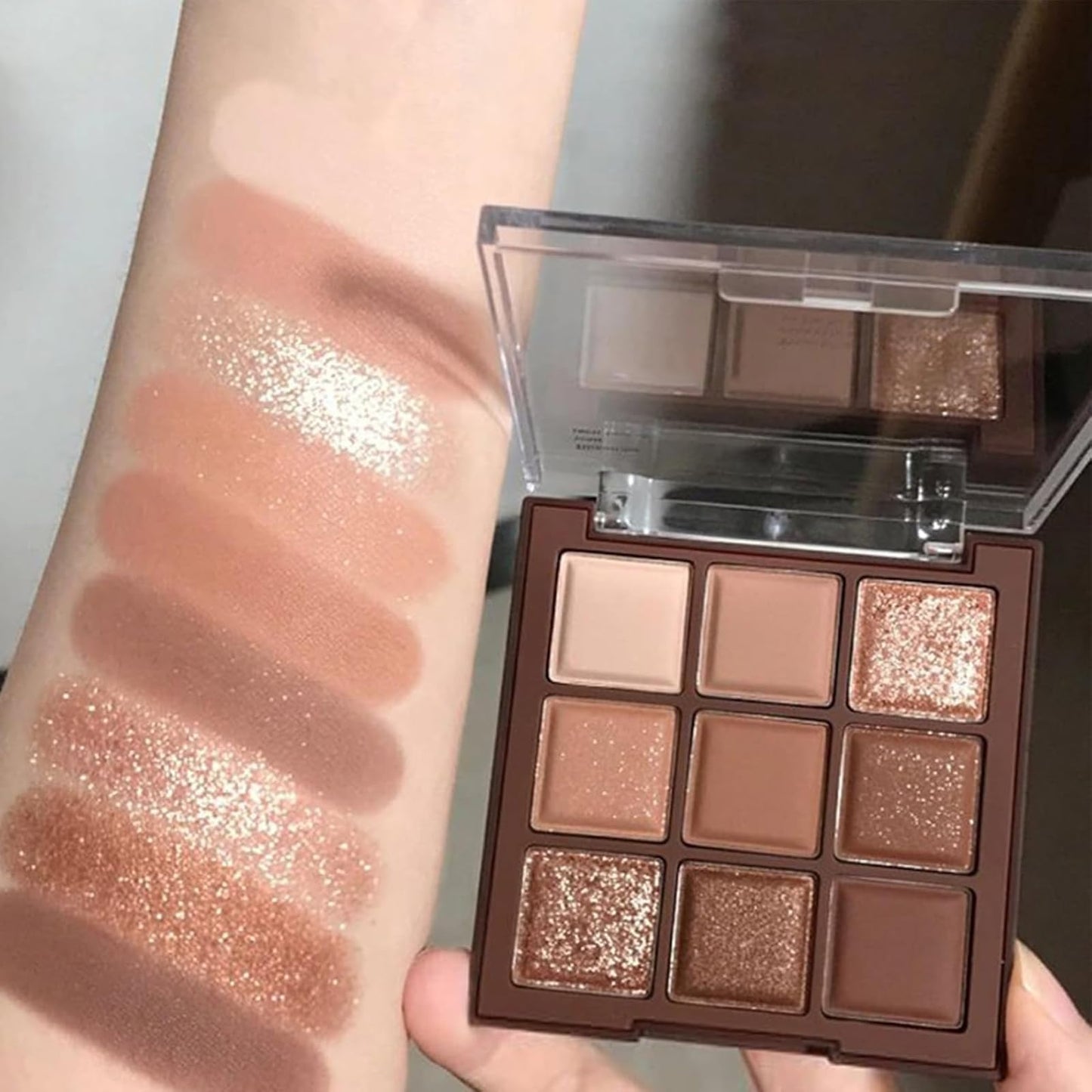 Lilbitty Nude Brown Eyeshadow Palette – Rose Gold & Dark Brown Bronze Highly Pigmented Long-Lasting Cream Eyeshadow for Brown Eyes