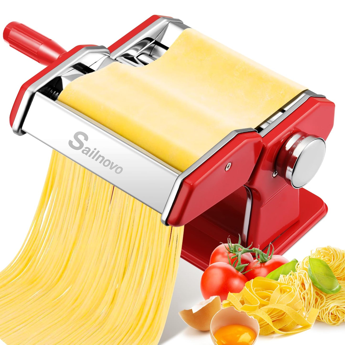 Nudelmaschine Pasta Maker Edelstahl Frische Manuell Pasta Walze Maschine Cutter mit Klemme für Spaghetti Nudeln Lasagne Bestes Pastamaschine Geschenk, Einfache Reinigung und Verwendung