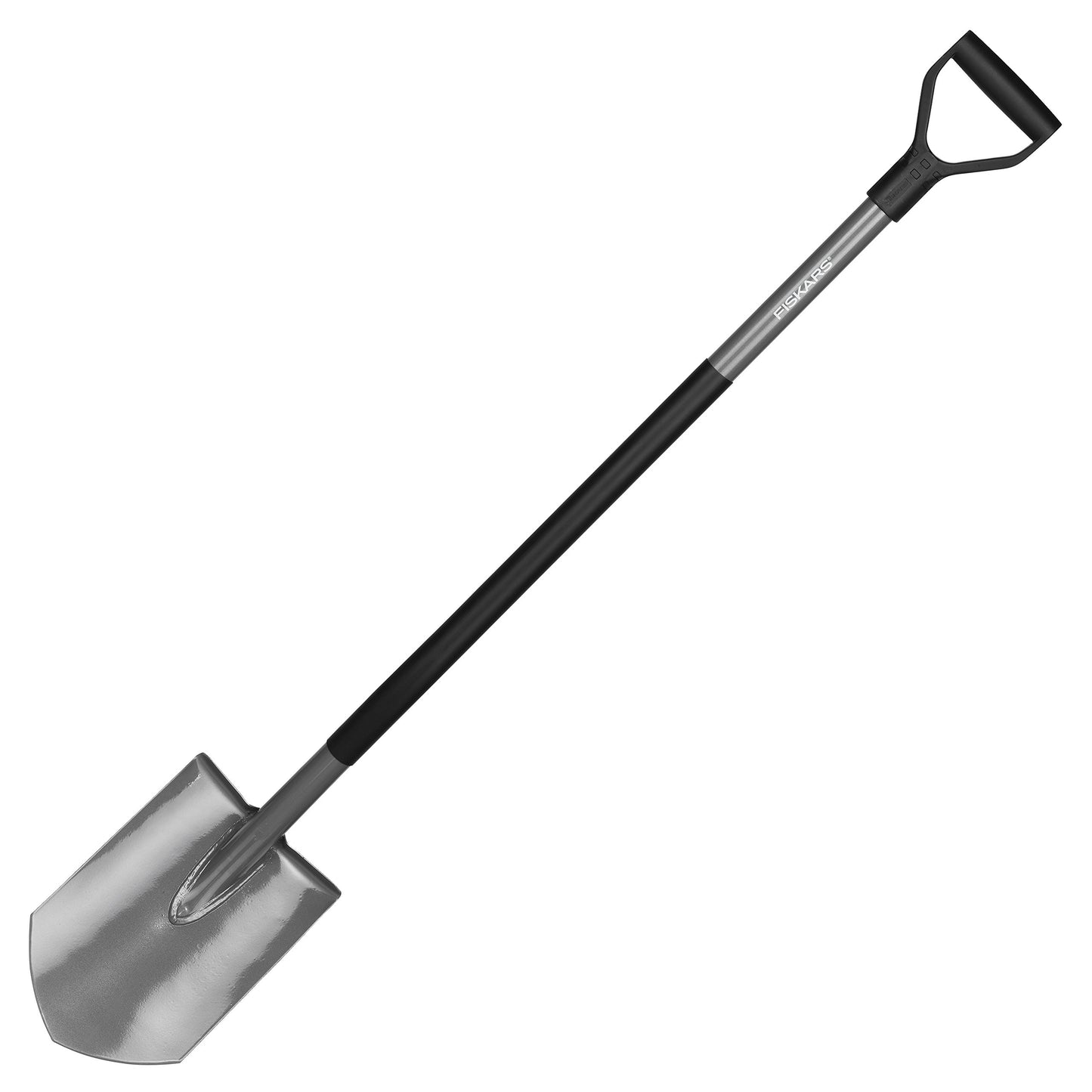 Fiskars Gärtnerspaten, Spitz, Spaten für harte, steinige Böden, Länge: 125 cm, Hochwertiger Borstahl, Grau/Schwarz, Ergonomic, 1070639