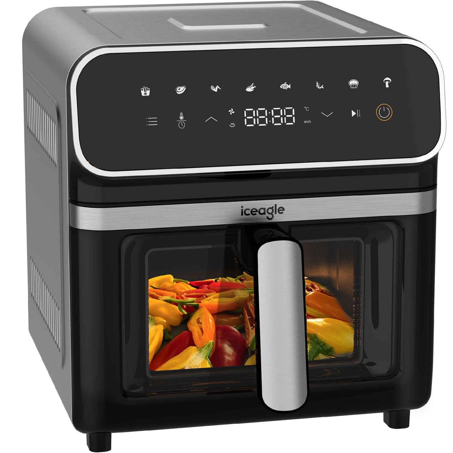 iceagle Heißluftfritteuse 6,5 L Airfryer XL - Fritteuse Ohne Fett mit Metallinnenraum | 1700W Heissluftfriteuse mit 8 Kochprogramme, Digitalem Display, mit deutschem Rezeptbuch
