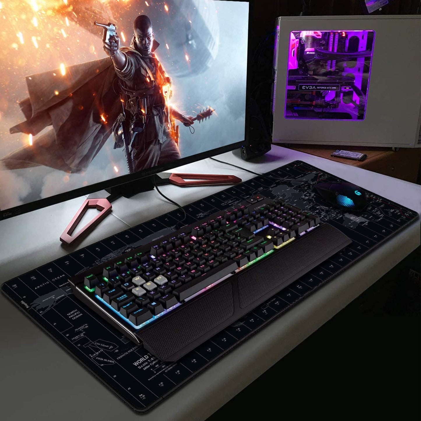 Anpollo Gaming Mouse Mat XXL 900 x 400 x 3 mm Non-Slip Desk Mat Table Mat Multifunctional Office Mouse Mat, Type 1