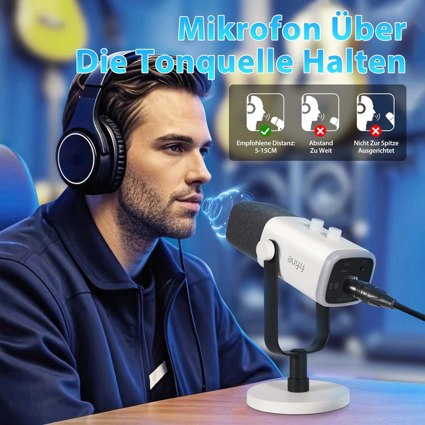 FIFINE XLR Streaming Microphone for Podcast Studio, USB Dynamic Microphone Gaming PC with Mute Button, for PS4/5 Mac Mixer Sound Cards