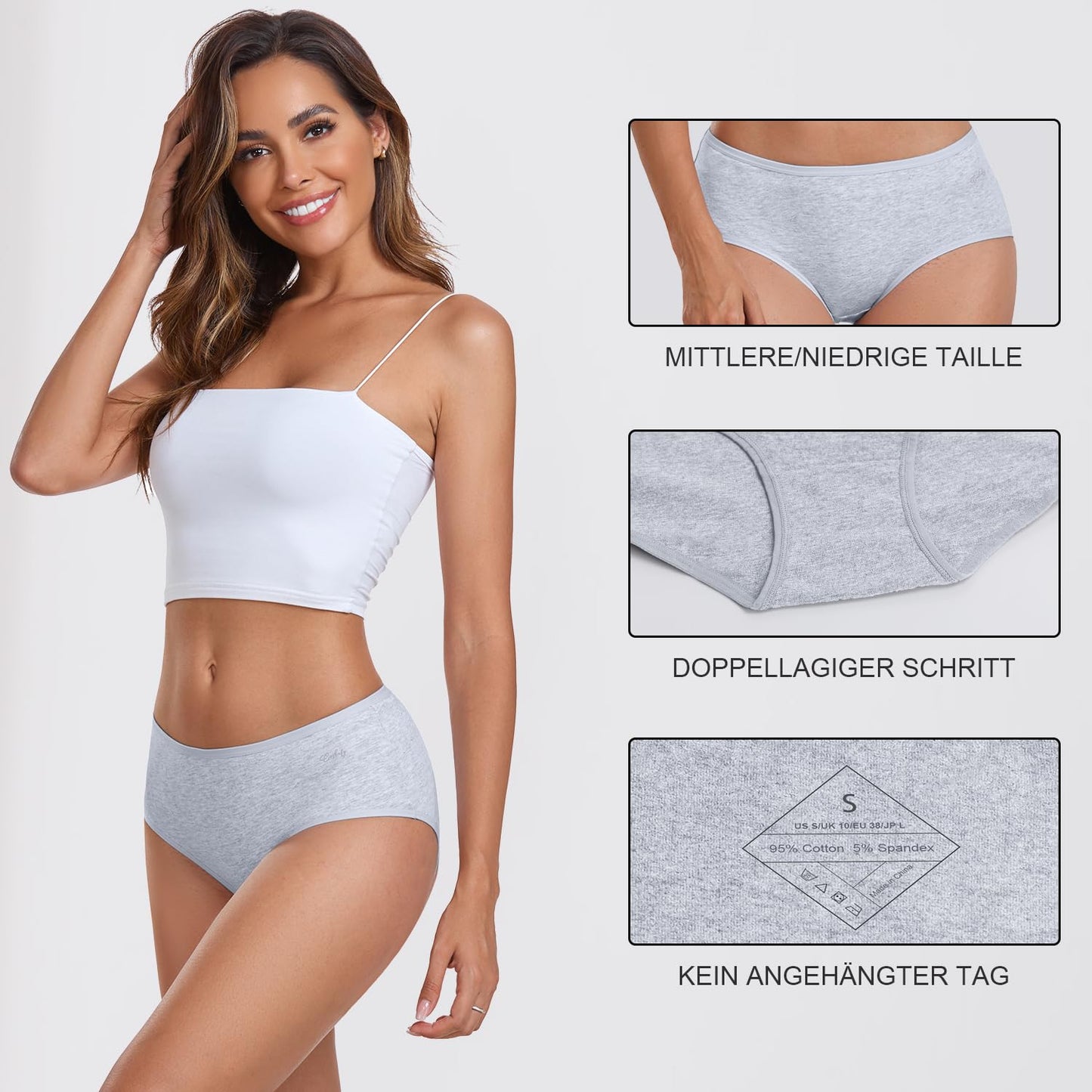 Coskefy Women’s Underpants 6-Pack Soft Cotton