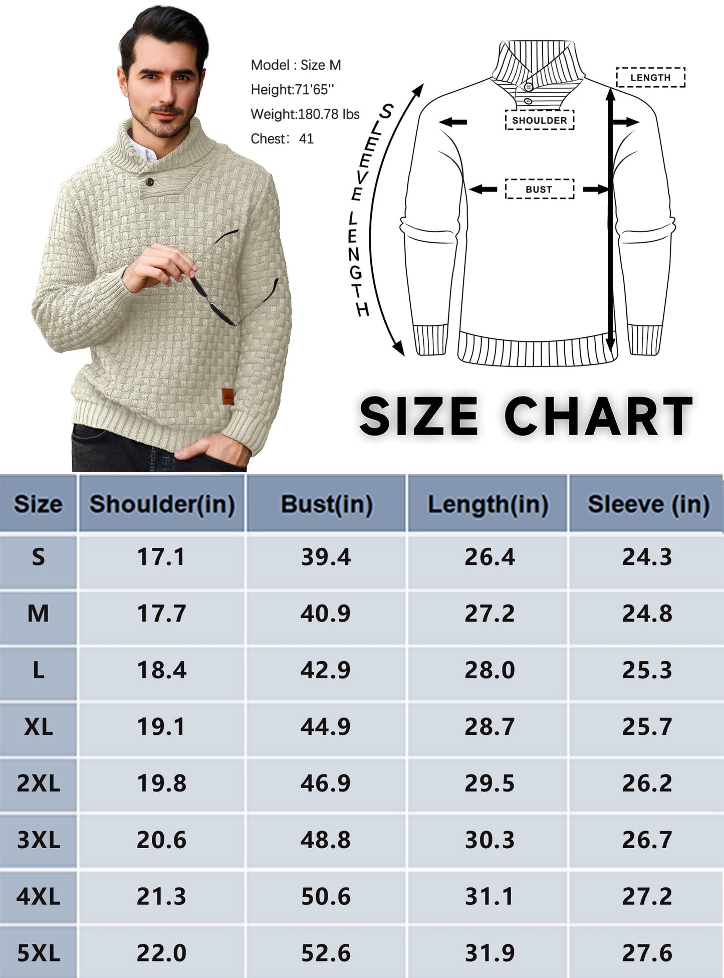 HYPESTFIT Men’s Mock Neck Sweater – Textured Knit Pullover