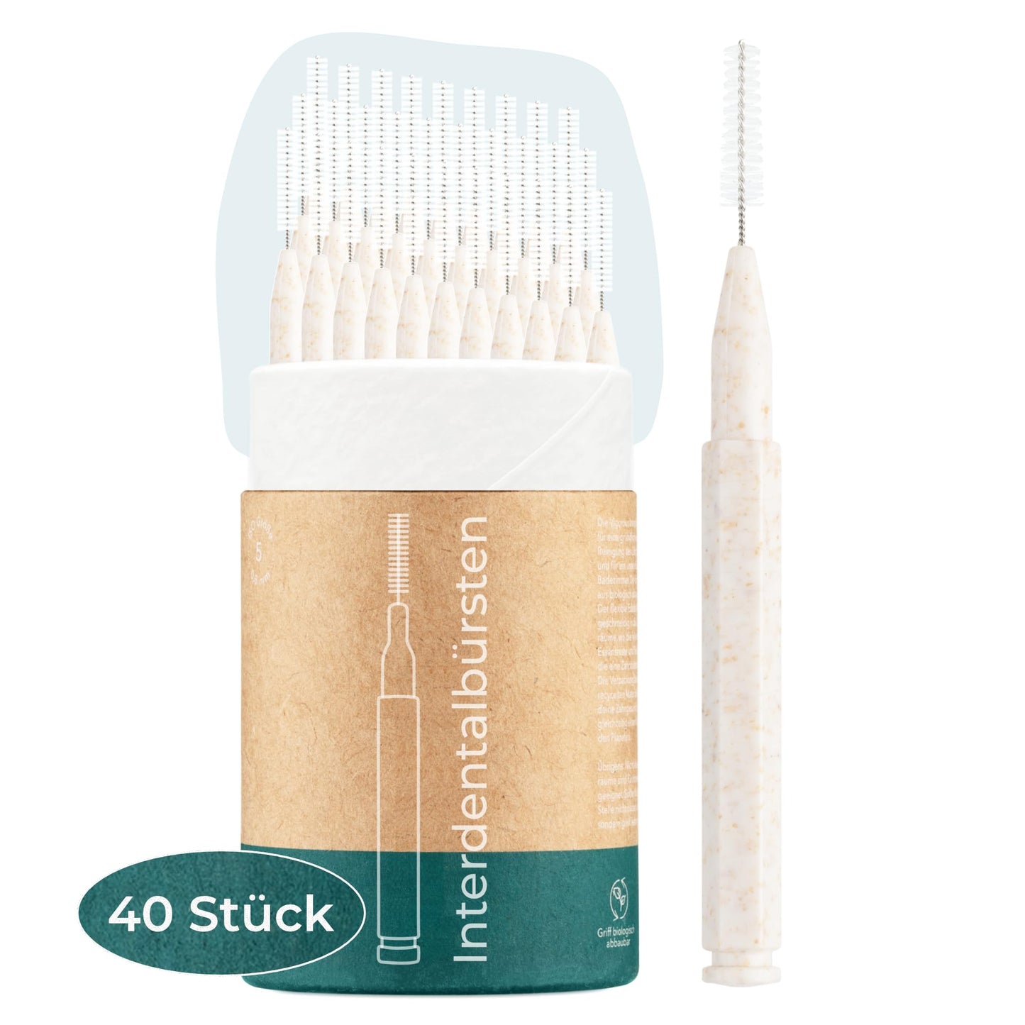 VIGOROUS® 40 Stk. nachhaltige Interdentalbürsten - ISO 3, 0,6 mm - Zahnzwischenraumbürsten für gründliche Zahnreinigung Zwischenräume - Dentalbürsten - praktische Zwischenraum Zahnbürsten