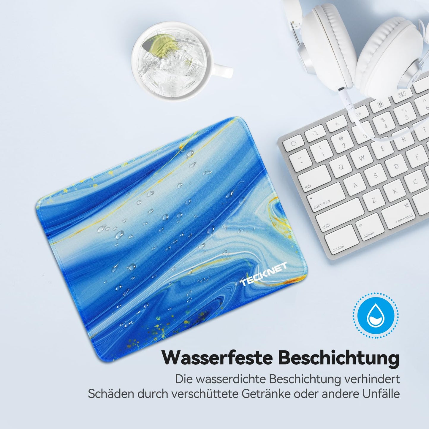 TECKNET Mauspad, 280 x 210 mm Gaming Mousepad mit Wasserdicht und Rutschfester Gummi für PC-Büro, Arbeit, Gaming, Studium, Laptop, Computer, Zuhause-Schwarz