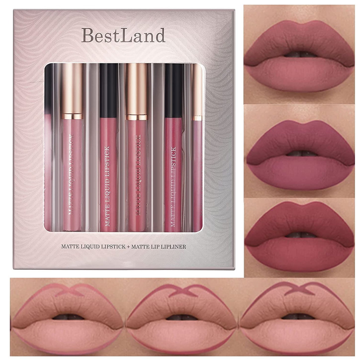 6-Piece Matte Lipstick Lip Liner Set – Long-Lasting Waterproof Non-Fading