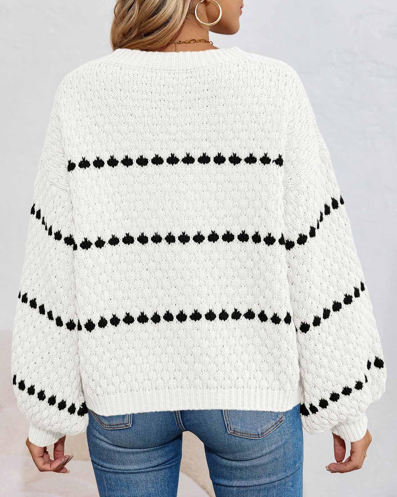 Saodimallsu Women’s Oversized Striped Knit Sweater