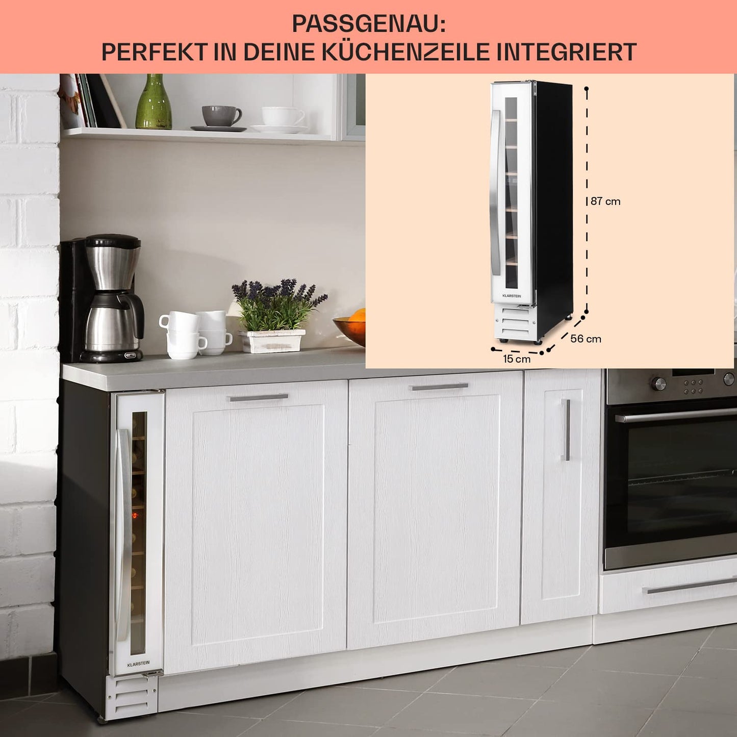 Klarstein built-in wine refrigerator, 2 zone drinks refrigerator small, small wine cabinet 306L, small wine refrigerator with glass door, indoor/outdoor bottle refrigerator, wine fridge 116 bottles