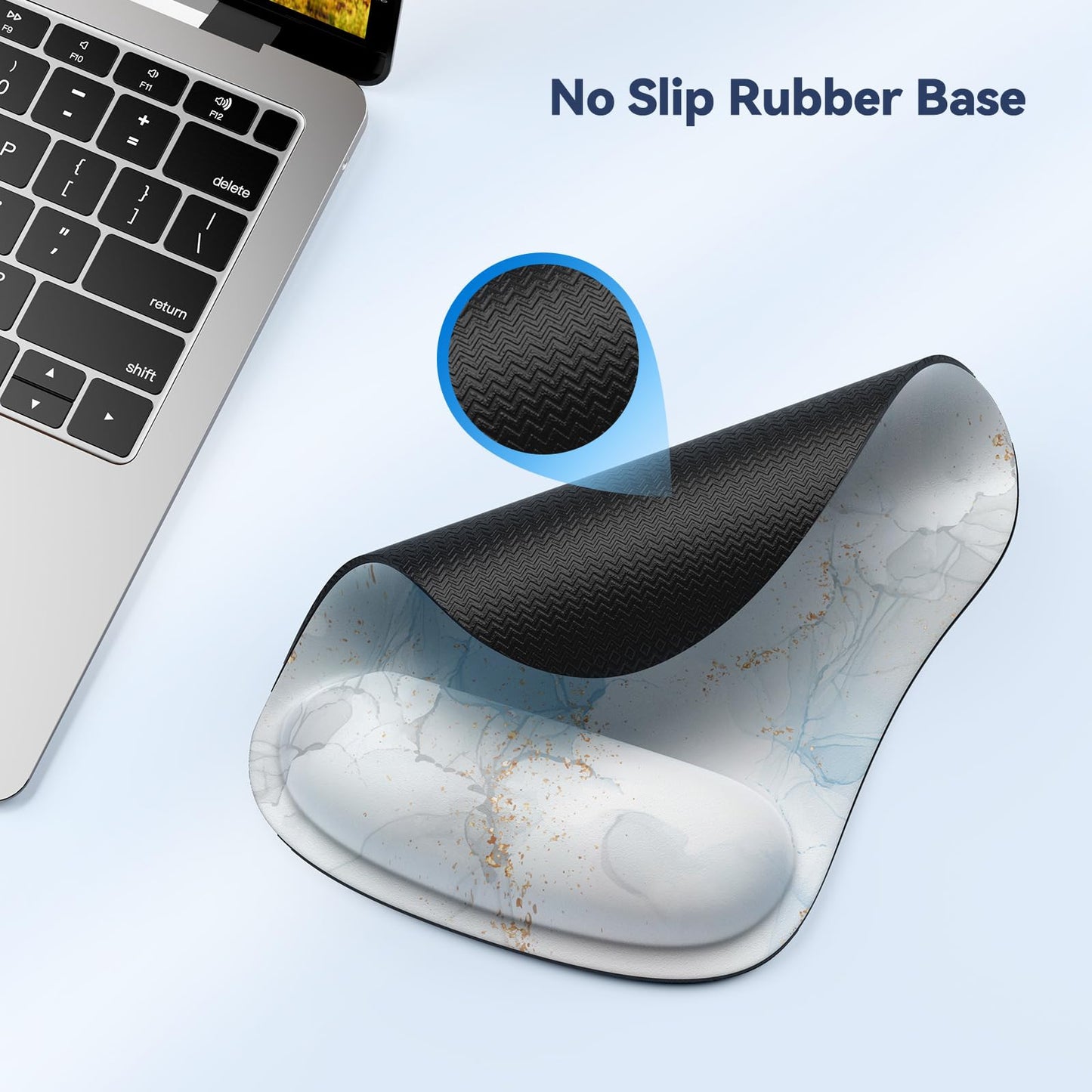 TECKNET Mauspad mit Gelkissen, Memory Foam Mousepad Ergonomisches Wasserdicht Komfort Mausmatte mit Handgelenkpolster Handauflage für Alle Maus Offfice Heim Computer Laptop