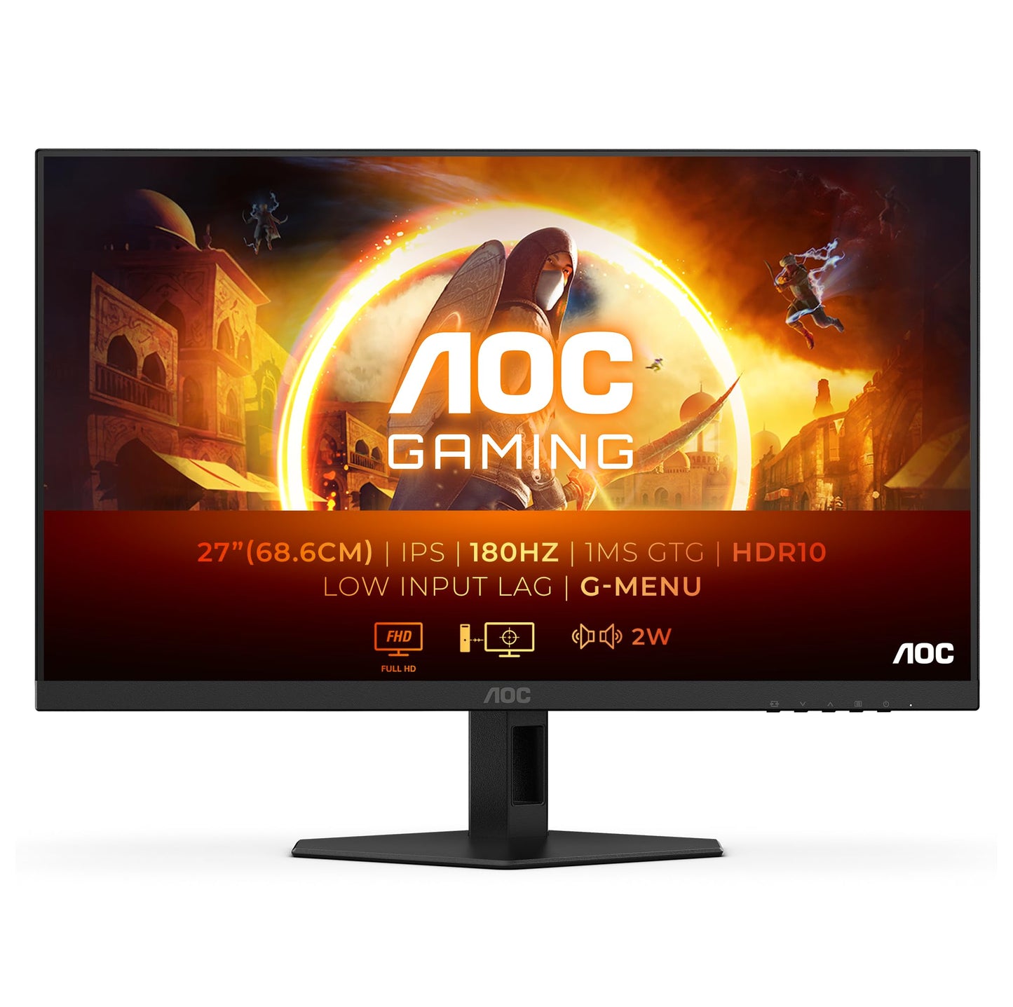 AOC Gaming CU34G2XPD – 34-Zoll-WQHD-Curved-Monitor, 180 Hz, schnelle VA, 1 ms GTG, FreeSync Premium, HDR400, höhenverstellbarer Standfuß (3440 x 1440, HDMI, DisplayPort, USB-Hub)