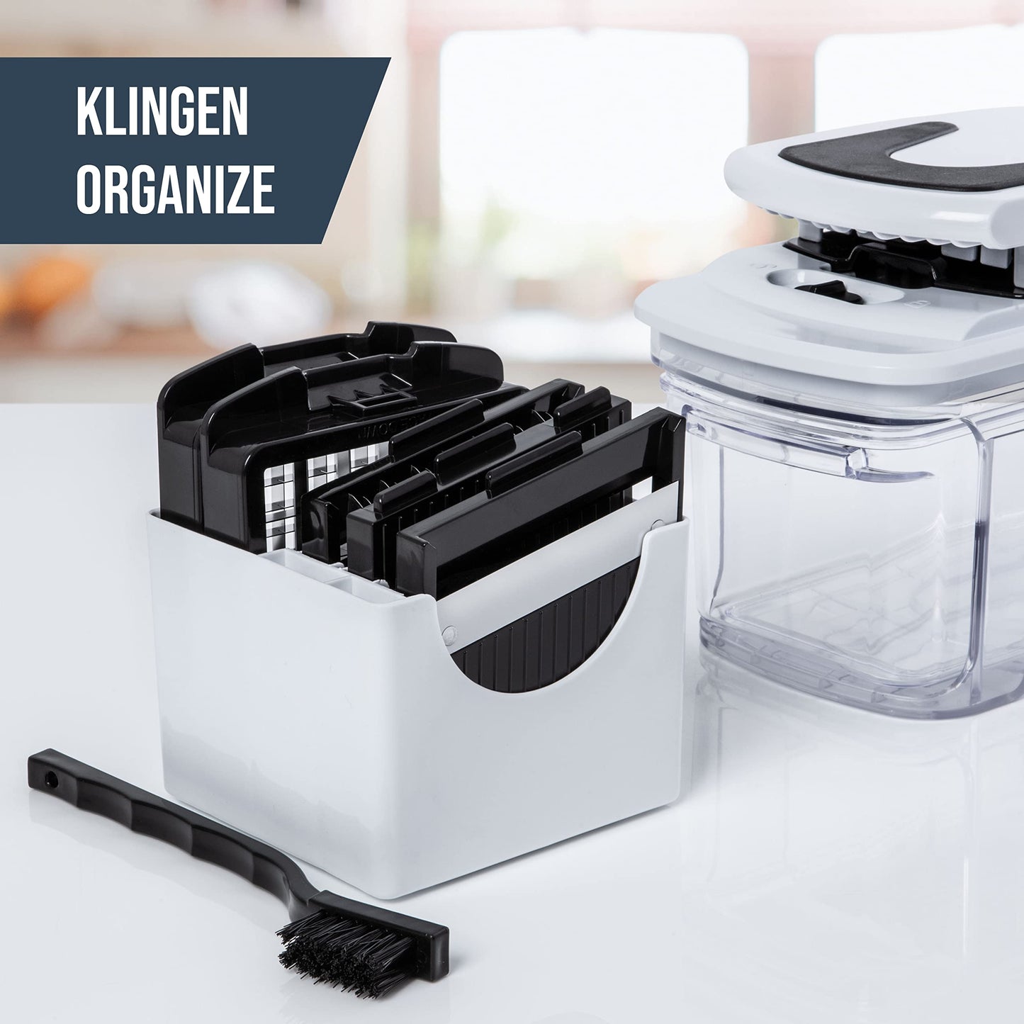 Gemüseschneider Mandoline Gemüsehobel - Gemüse Schneider Gurkenhobel Zwiebelschneider Kartoffelschneider Obstschneider - Reibe für Gemüse und Käse - Julienneschneider (6-in-1 Kompakt Weiß)