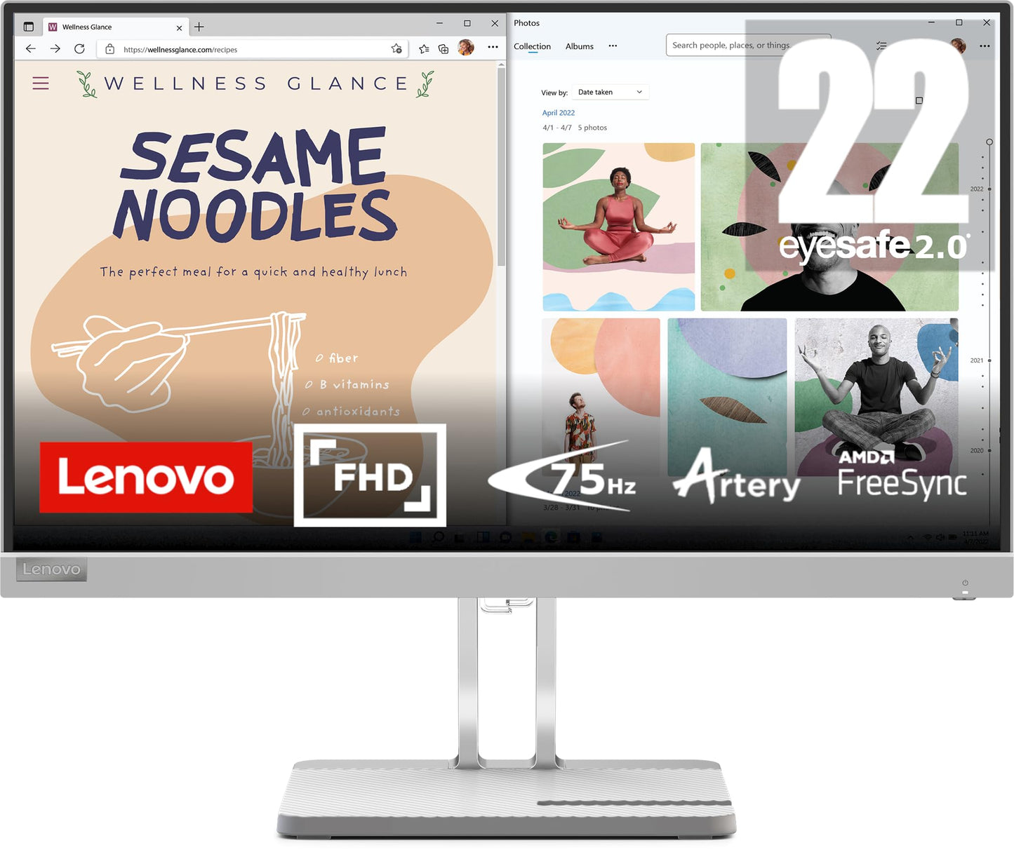 Lenovo L27i-4A | 27" Full HD Monitor | 1920x1080 | 100Hz | 300 nits | 1ms Reaktionszeit | IPS-Panel | HDMI | VGA | integrierte Lautsprecher | entspiegelt | 3,9kg | grau