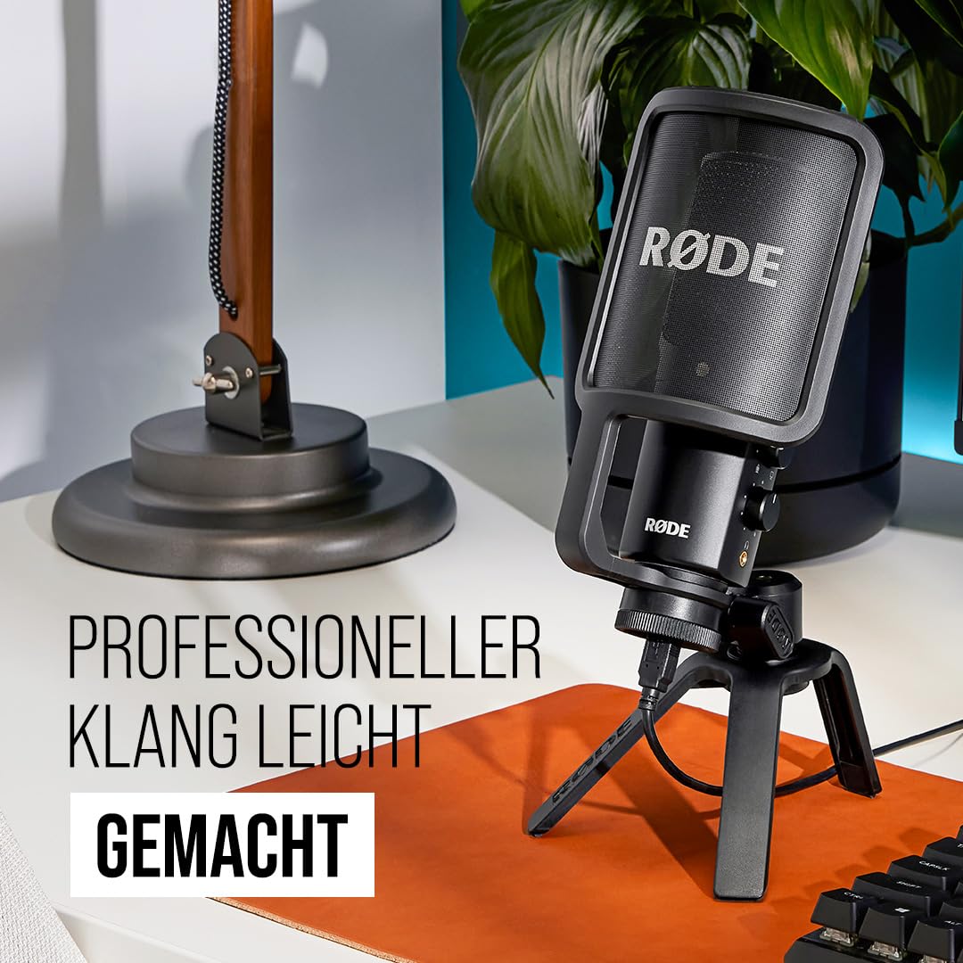 RØDE NT-USB+ Professionelles USB-Mikrofon für Profi-Audioaufnahmen direkt auf dem Computer oder Mobilgerät, schwarz