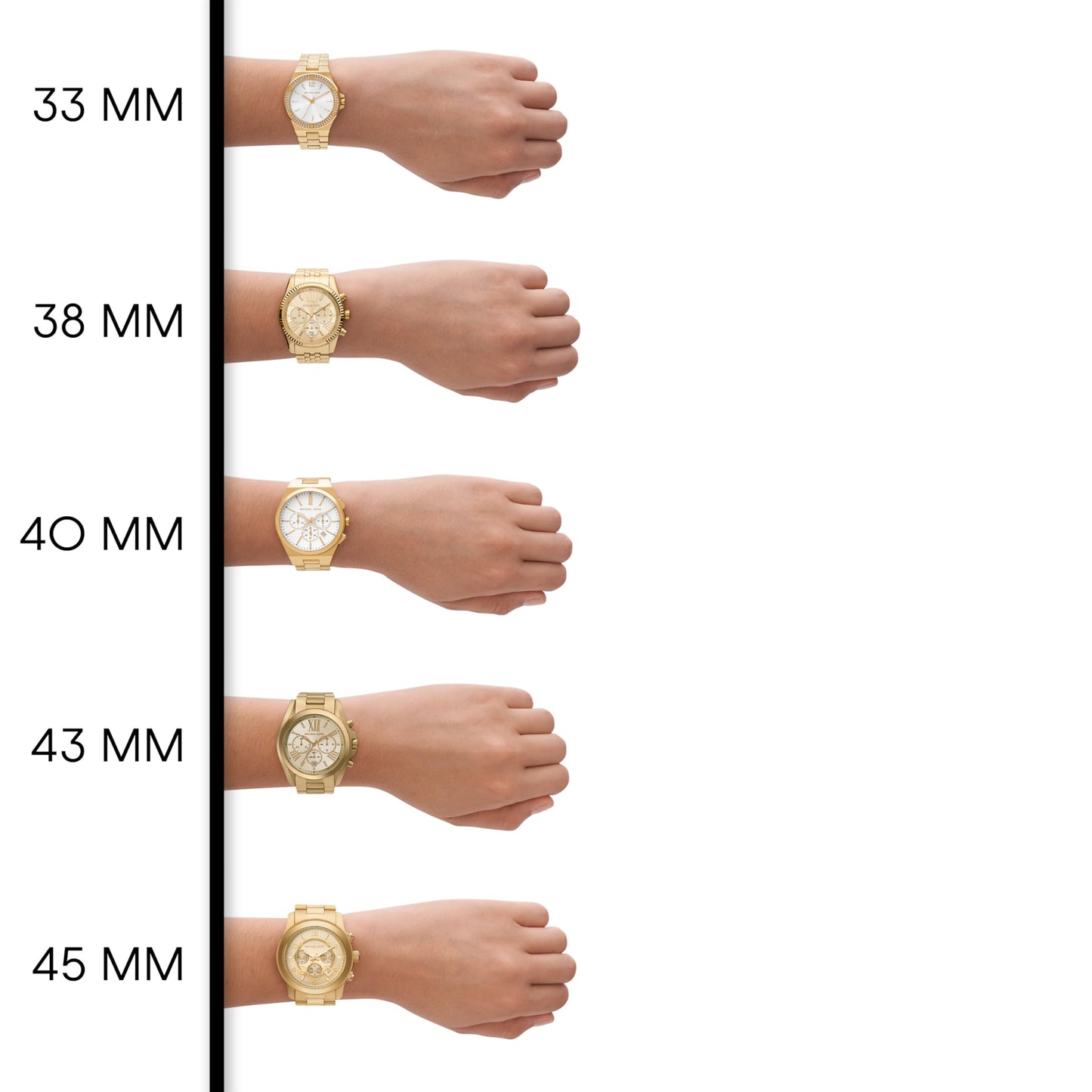 Michael Kors ladies' watch Ritz, 37 mm case size, quartz chronograph movement, stainless steel bracelet