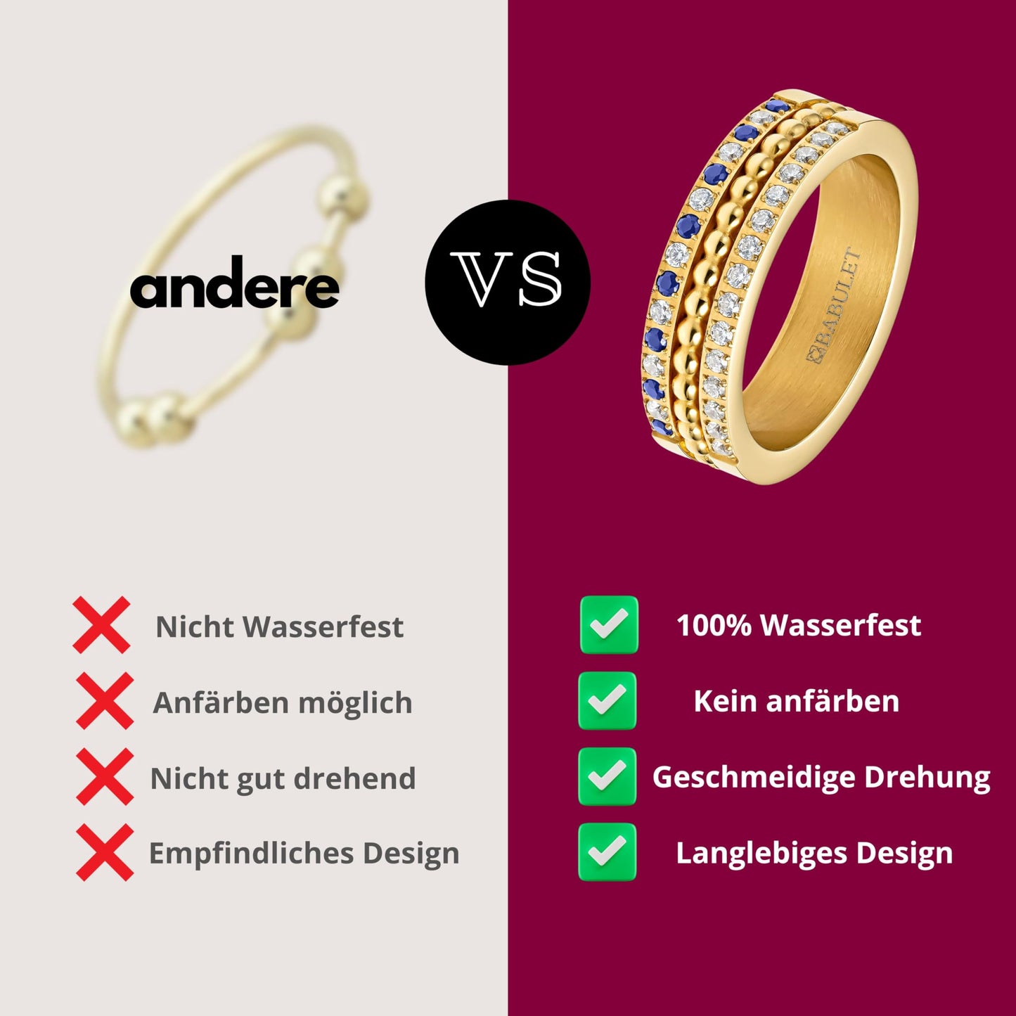 Gold Anxiety Ring for Women – Stress-Relief Spinner Ring