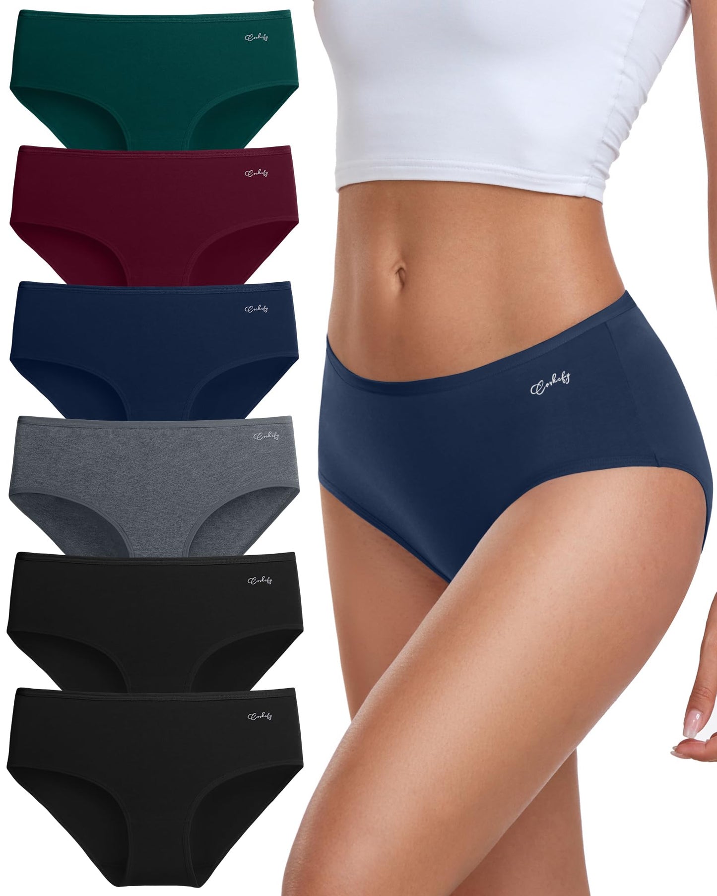 Coskefy Women’s Underpants 6-Pack Soft Cotton
