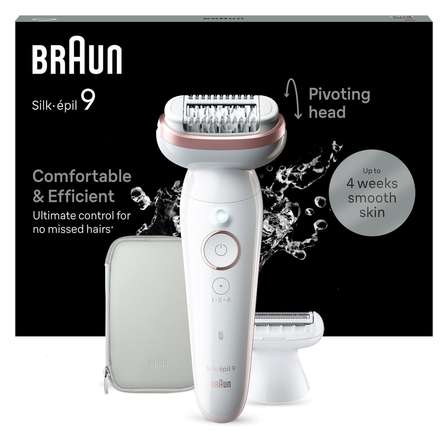 Braun Silk-épil 9 Beauty-Set, Epilierer Damen / Haarentferner, FaceSpa Gesichtshaarentferner, Aufsätze für Rasierer, Peeling, Reinigung Gesicht/Körper, Tasche, 9-995, weiß/flamingo