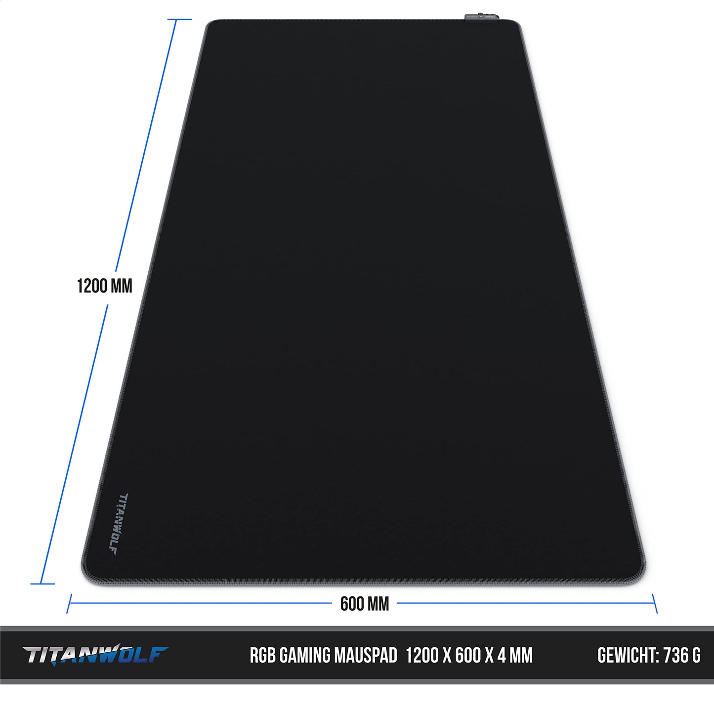 TITANWOLF - RGB Gaming Mouse Pad - LED Desk Pad - 800x300 mm - XXL Mouse Pad - LED Multi Color - 11 Lighting Modes - 7 LED Colors Plus 4 Effect Modes - Washable - Stars