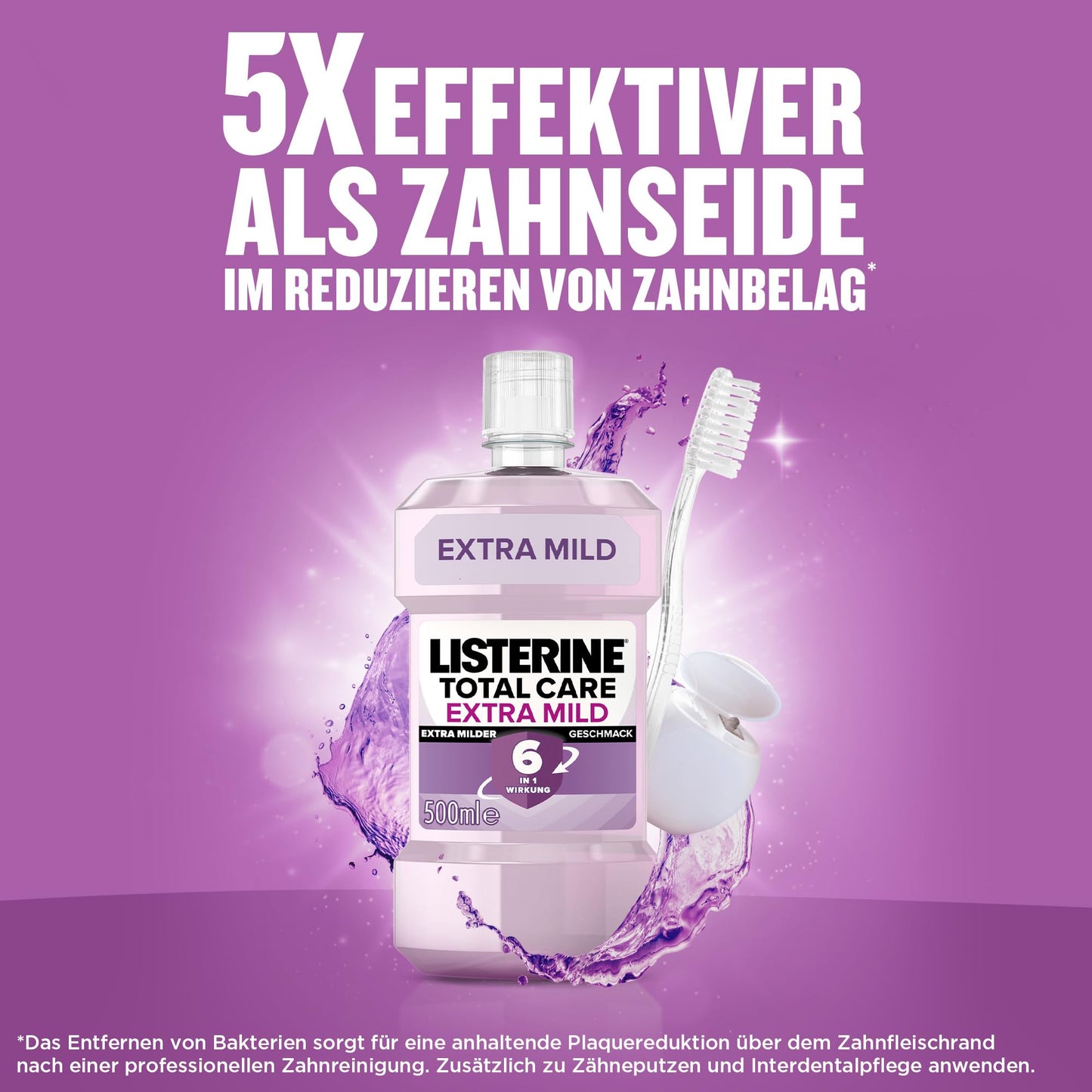 LISTERINE Smart Kidz Mild Berry (500 ml), antibakterielle Kinder Mundspülung ohne Alkohol & ohne Zucker, Mundwasser schützt vor Karies, geeignet für Kinder ab 6 Jahren