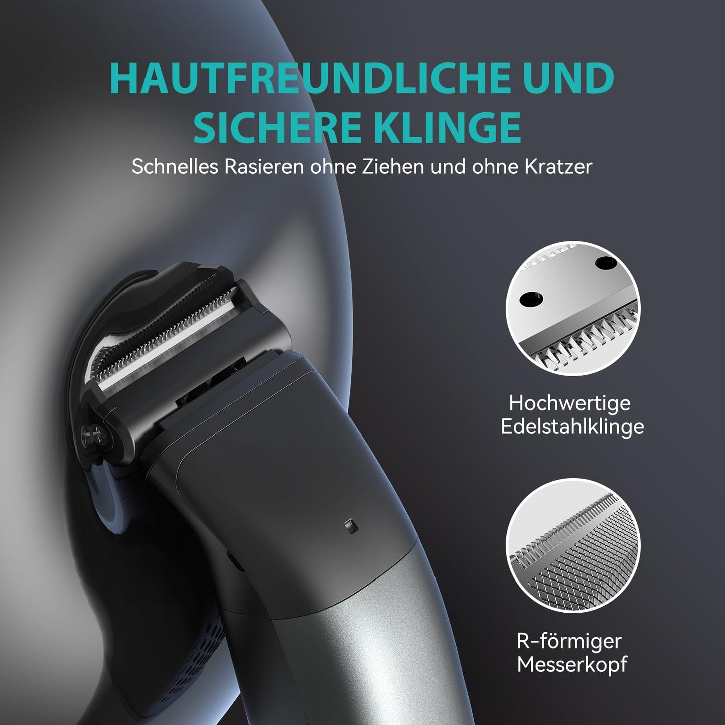 kensen 2-in-1 Men's Intimate Shaver Waterproof Bodygroom Men's Type C Body Razor Men's Wet Dry Intimate Razor Men Legs Chest Armpit Groin Attachment Combs