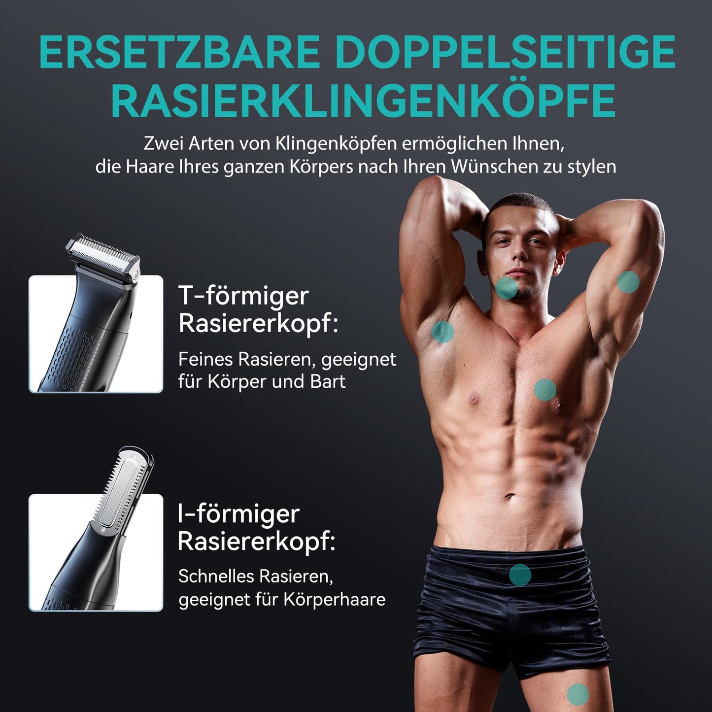 kensen 2-in-1 Men's Intimate Shaver Waterproof Bodygroom Men's Type C Body Razor Men's Wet Dry Intimate Razor Men Legs Chest Armpit Groin Attachment Combs