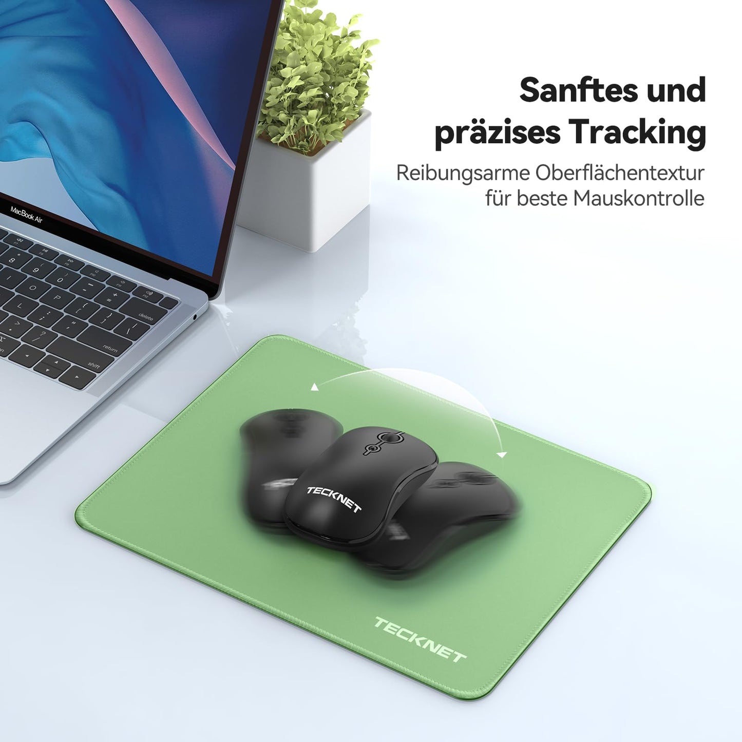 TECKNET Mauspad, 280 x 210 mm Gaming Mousepad mit Wasserdicht und Rutschfester Gummi für PC-Büro, Arbeit, Gaming, Studium, Laptop, Computer, Zuhause-Schwarz