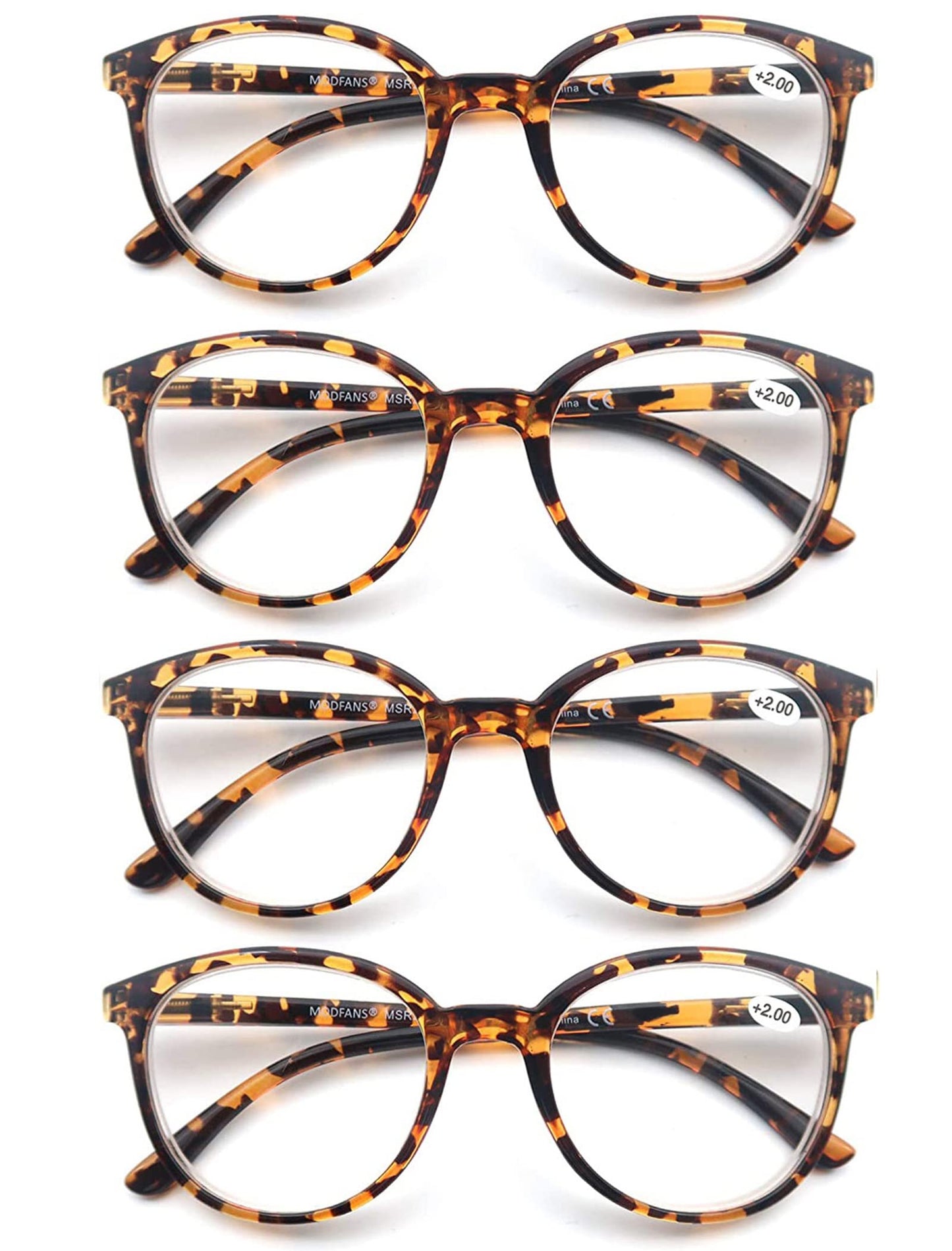 MODFANS (4 Pack) Lesebrille 2.5 Rund Herren Damen,Gute Brillen,Hochwertig,Mode,Komfortabel,Super Lesehilfe,fur Frauen