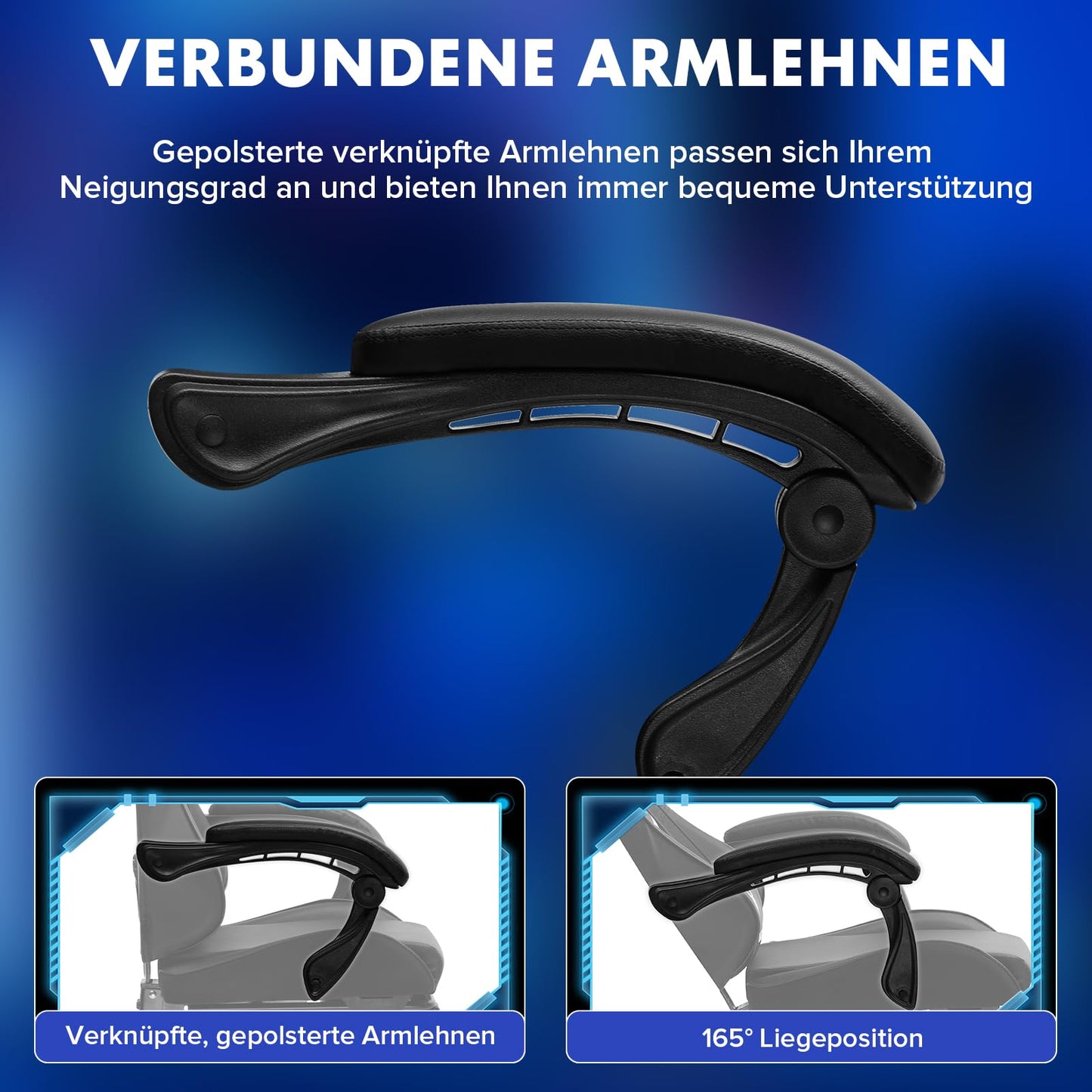 LUCKRACER Gaming Stuhl mit fußstütze Bürostuhl Ergonomisch mit verstellbare Lendenkissen, Kopfkissen Gaming Chair,Höhenverstellbarer Gamer Stuhl, 150 kg Belastbarkeit Grau