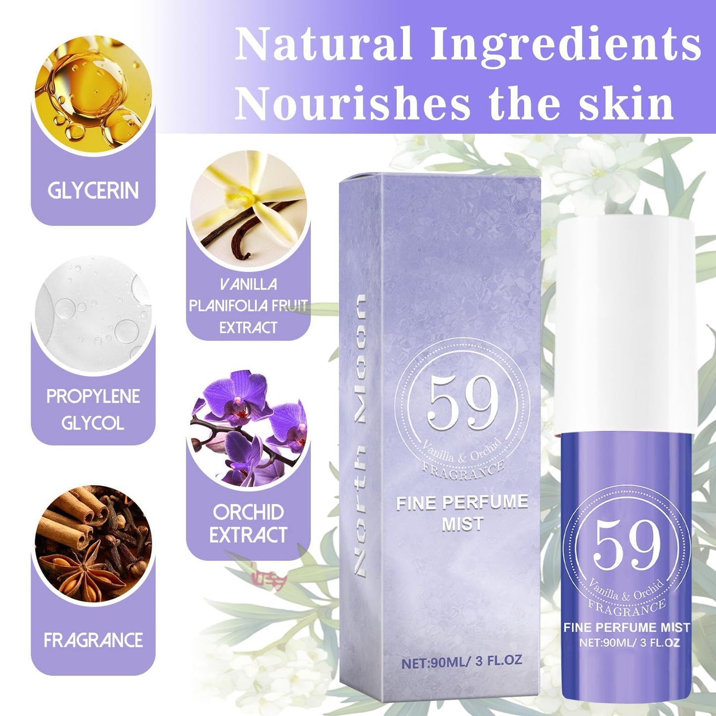 Perfume Body Spray Women's 90 ml Women's Fragrances Long Lasting Body and Hair Fruity Fragrances Women's Perfume Body Spray Moisturises the Skin Gifts for Lovers, Women, Men, Mothers (Vanilla 59)