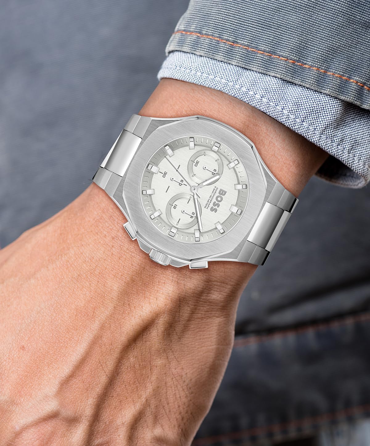 BOSS Chronograph Quartz Watch for Men Collection Taper with Silver Stainless Steel Bracelet - 1514087