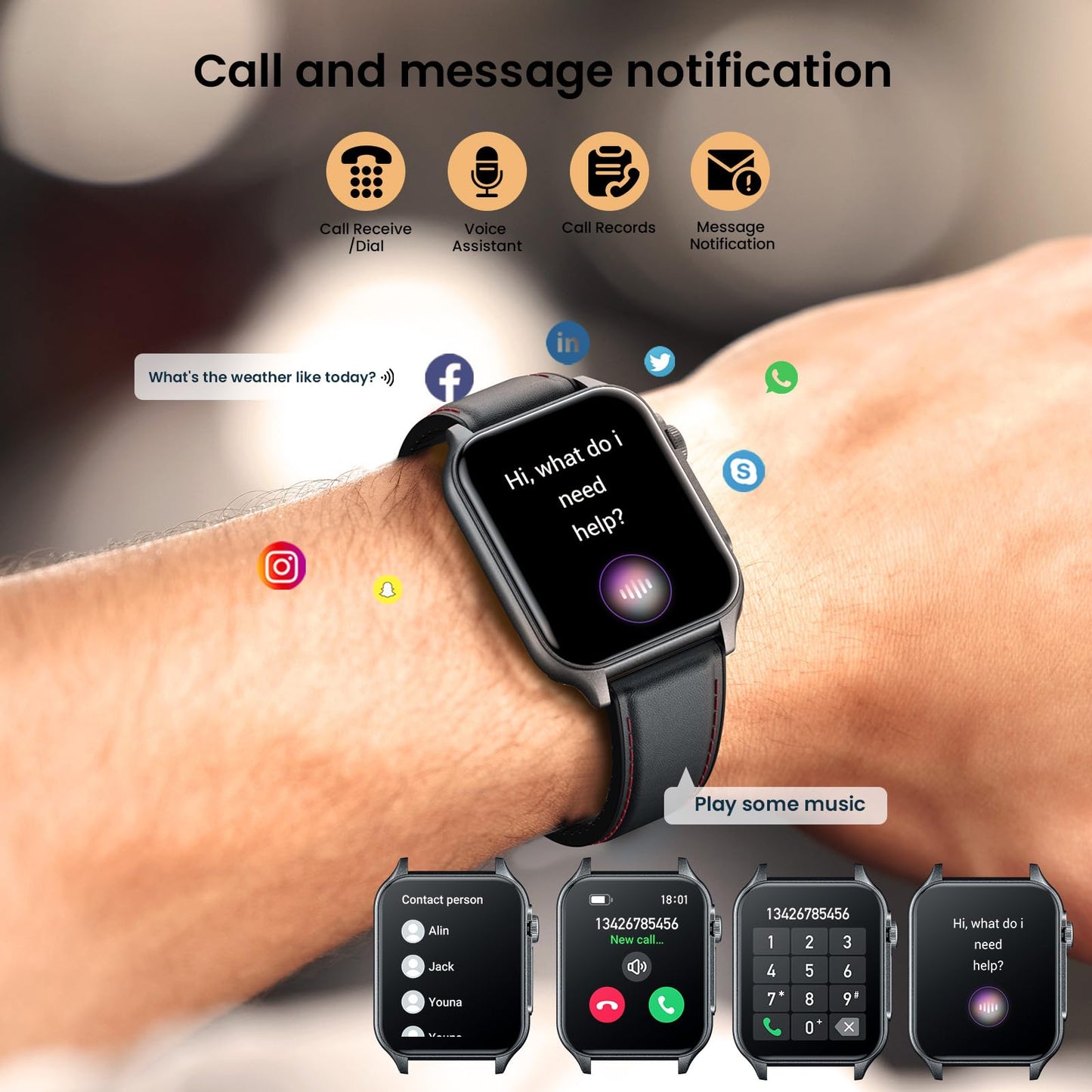 Smartwatch Herren Uhr Fitnessuhr Armbanduhr: Smart Watch Uhren Herrenuhr 1,93" Touchscreen mit Automatik Wasserdicht Schrittzähler Outdoor Sport Fitness Tracker Telefonfunktion Kompatibel Android iOS