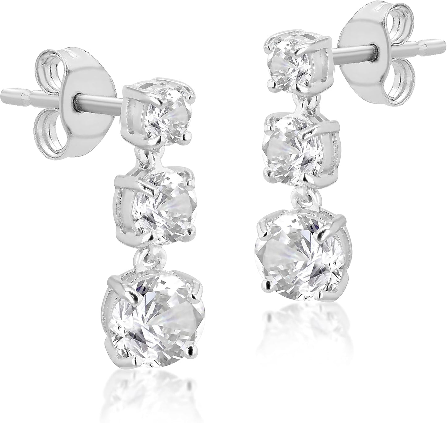 Essentials Sterling Silver Drop Earrings with Cubic Zirconia