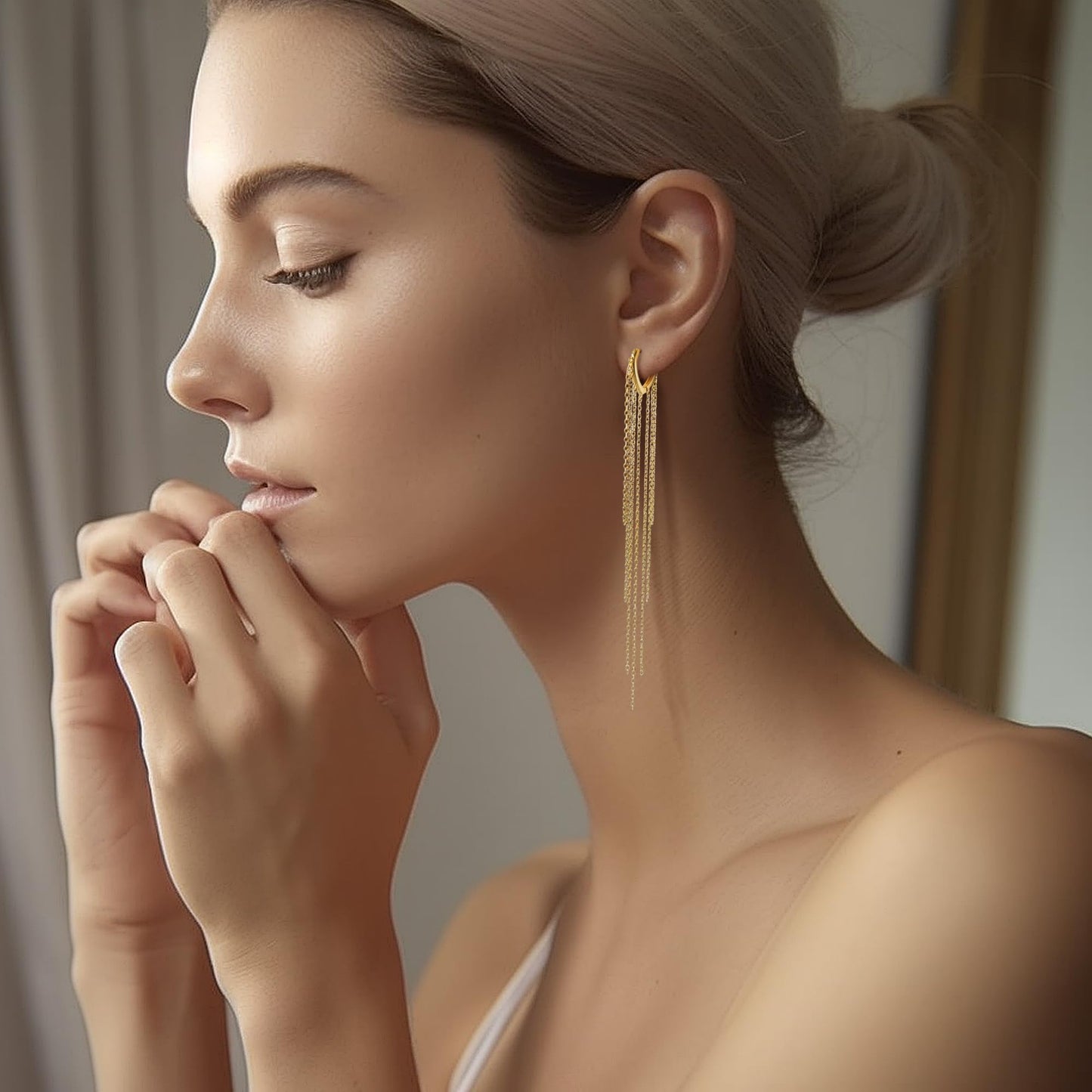 KRFY Long Tassel Hoop Earrings